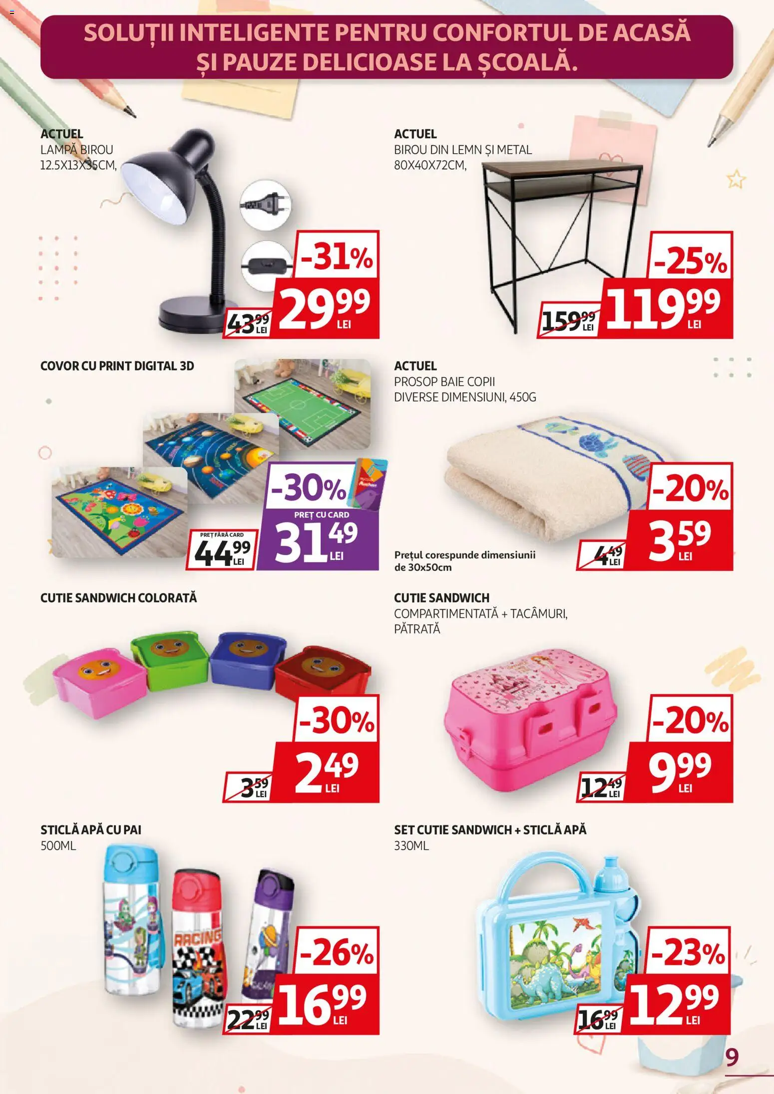 Catalog Auchan 17 August - 14 Septembrie 2026 | Pagina 9 | Produse: Birou, Cutie, Covor, Lampă