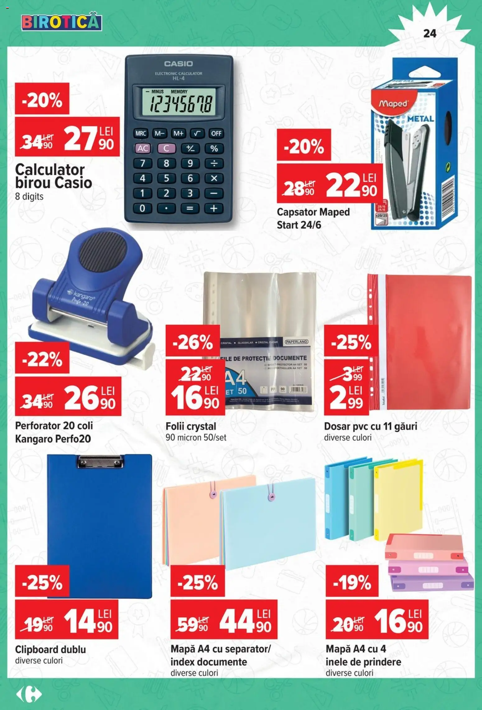 Catalog Carrefour 12 August - 14 Septembrie 2026 | Pagina 24 | Produse: Clipboard, Calculator, Birou, Clear