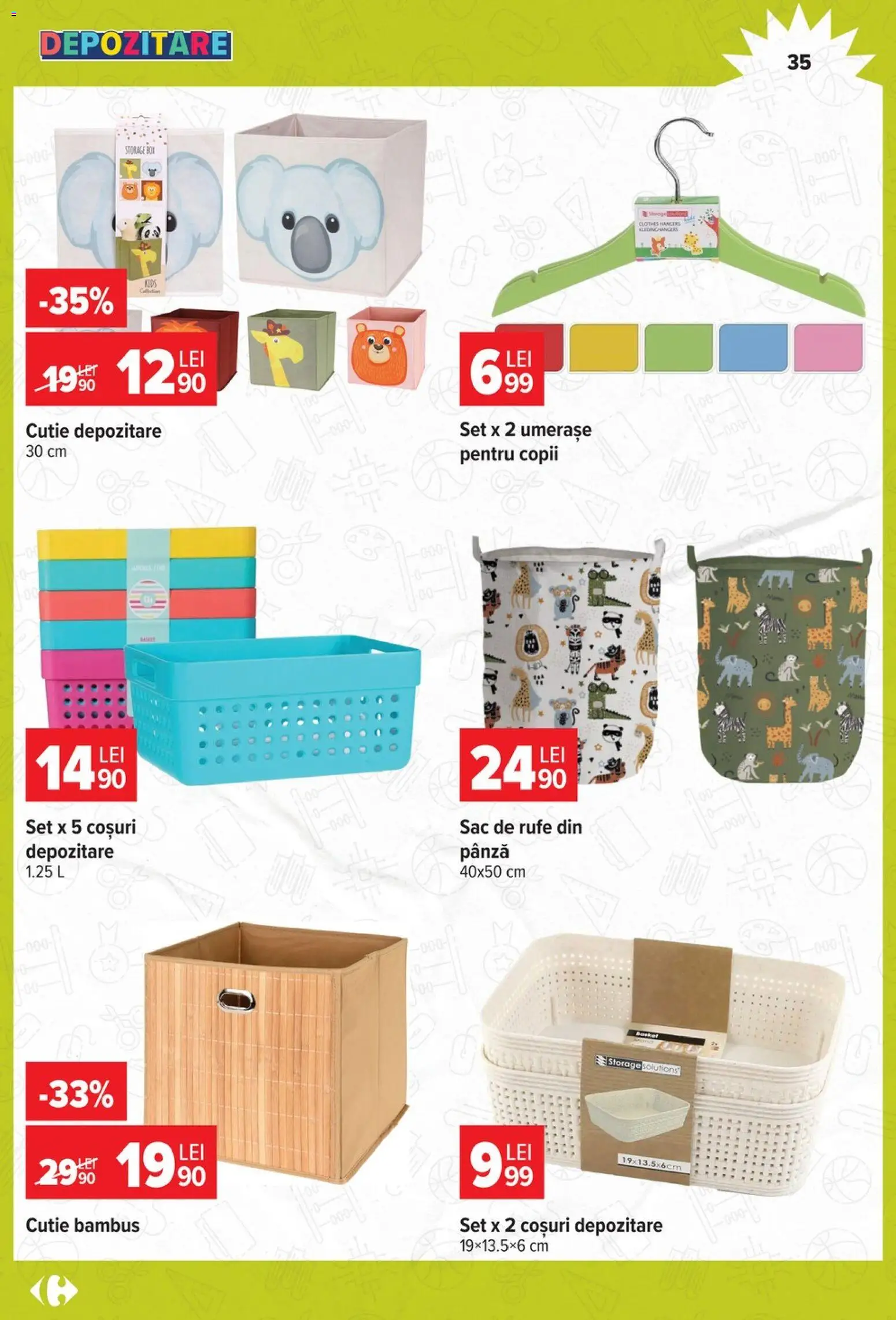 Catalog Carrefour 12 August - 14 Septembrie 2026 | Pagina 35 | Produse: Coșuri depozitare, Cutie, Sac, Depozitare
