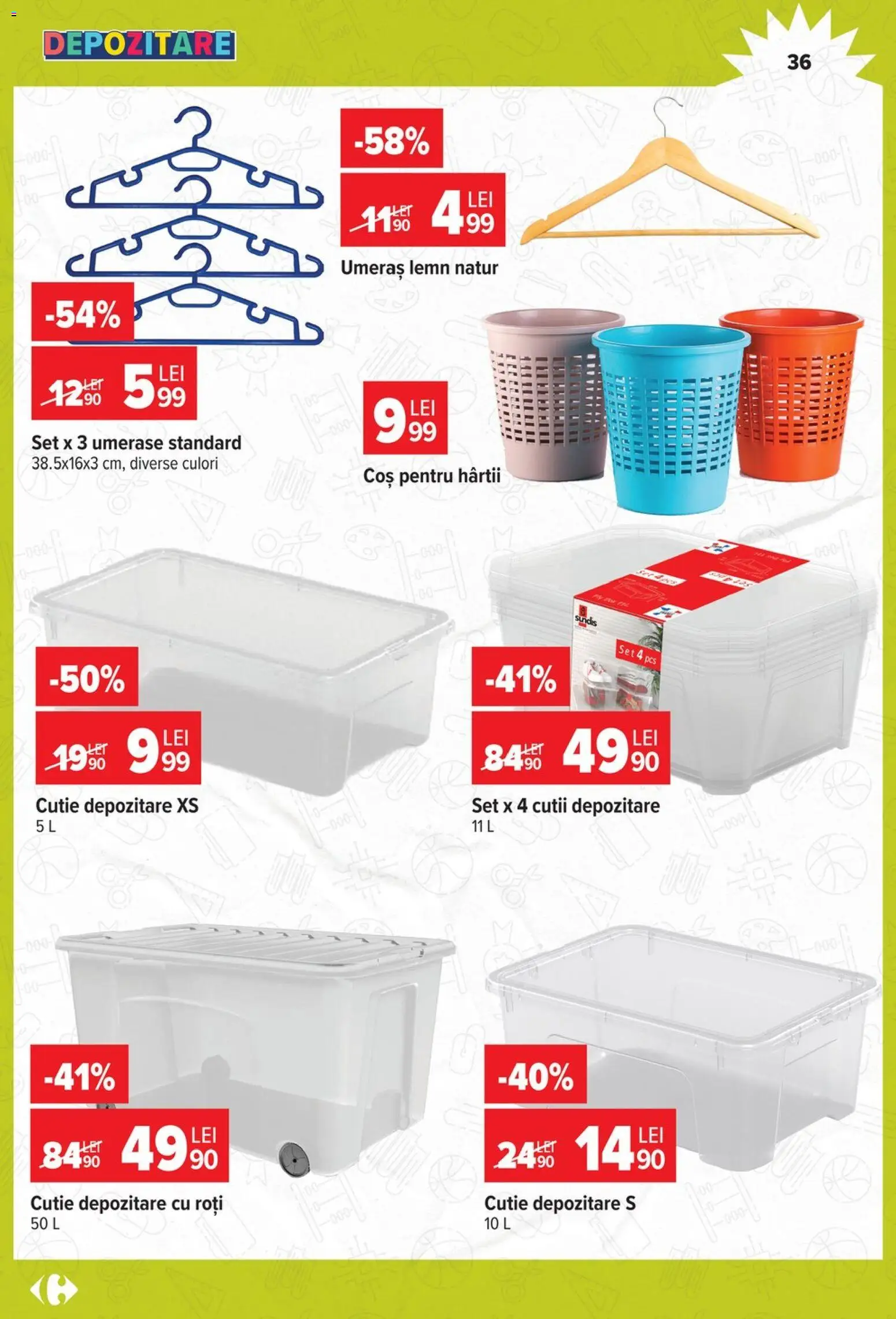 Catalog Carrefour 12 August - 14 Septembrie 2026 | Pagina 36 | Produse: Coș, Cutie, Umeraș, Depozitare