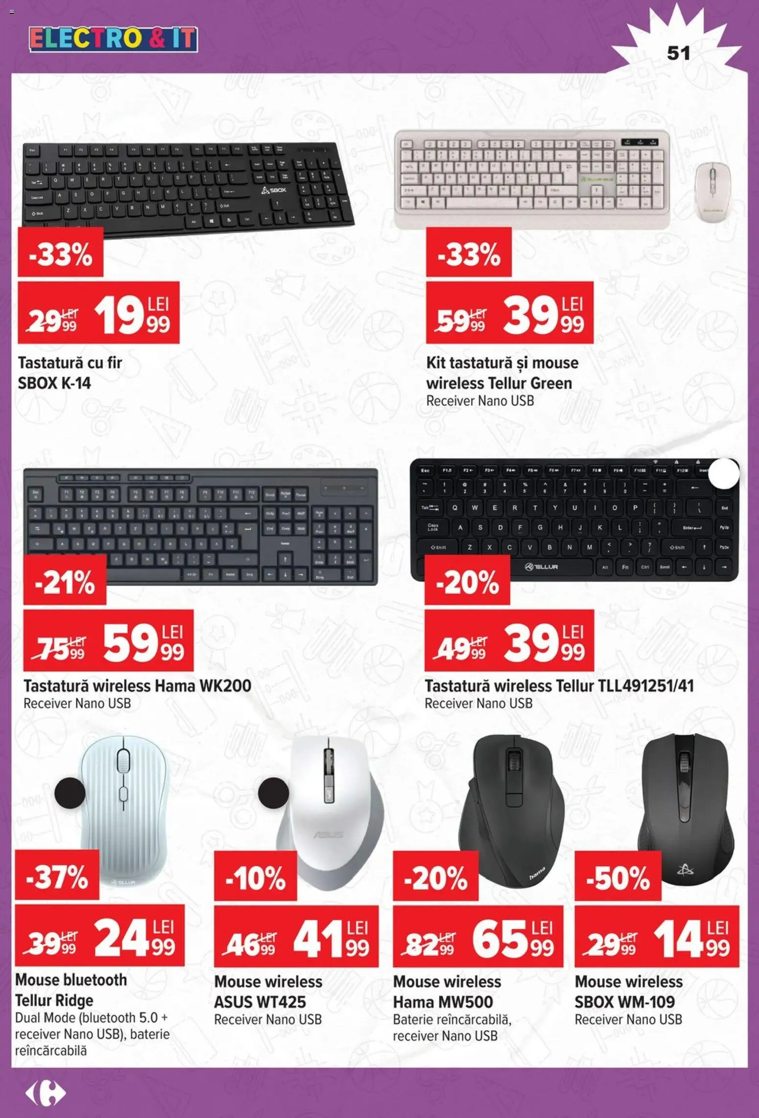 Catalog Carrefour 12 August - 14 Septembrie 2026 | Pagina 51 | Produse: Mouse, Tastatură, Usb, Baterie
