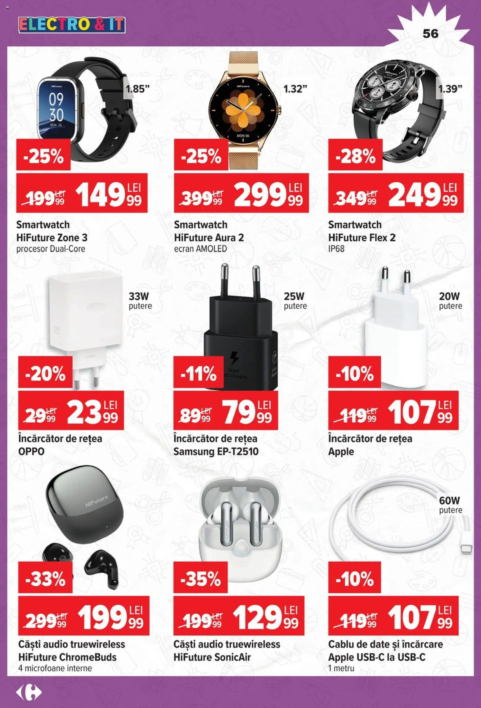 Catalog Carrefour 12 August - 14 Septembrie 2026 | Pagina 56 | Produse: Încărcător, Audio, Cablu, Smartwatch