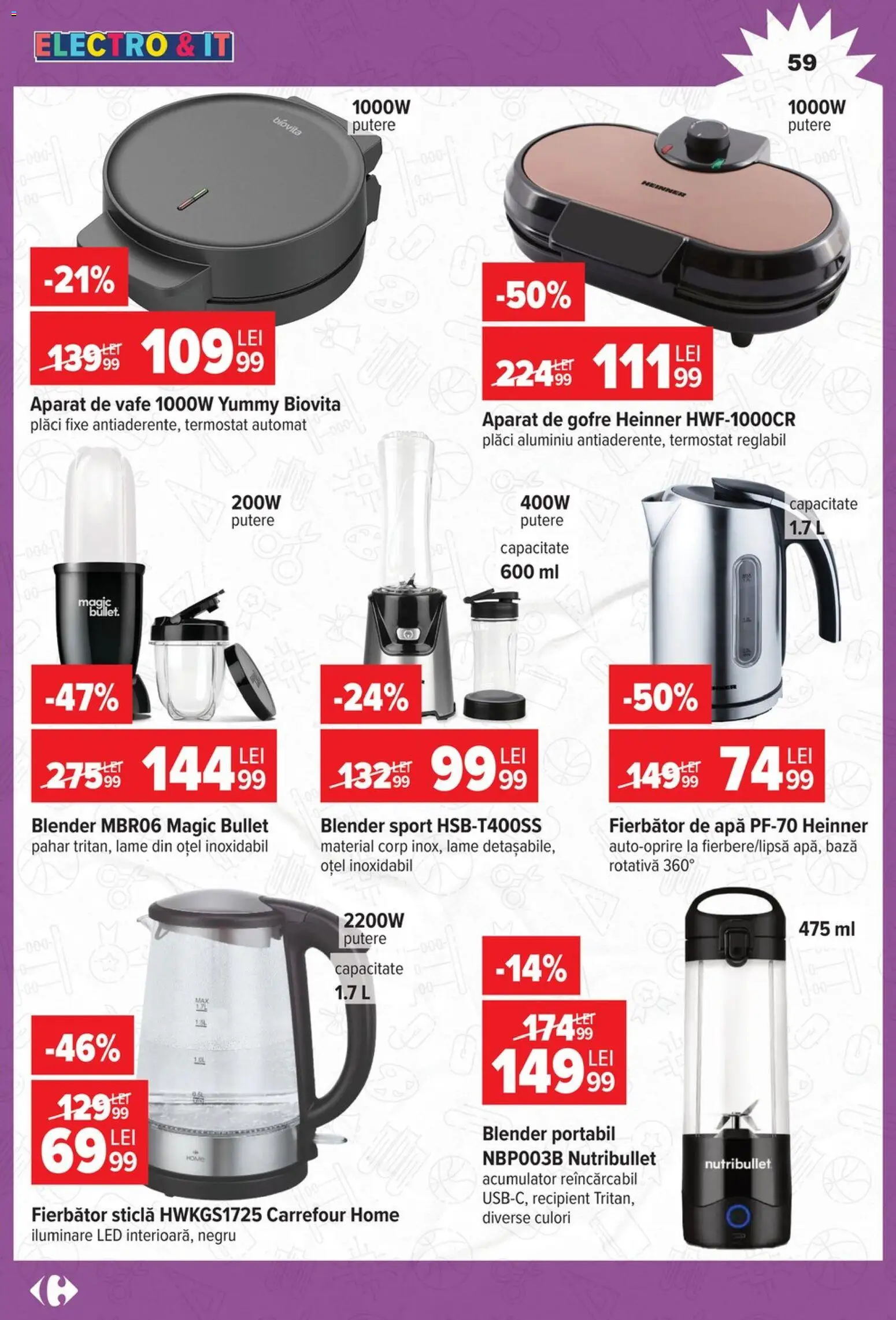 Catalog Carrefour 12 August - 14 Septembrie 2026 | Pagina 59 | Produse: Blender, Vafe, Sport, Apă