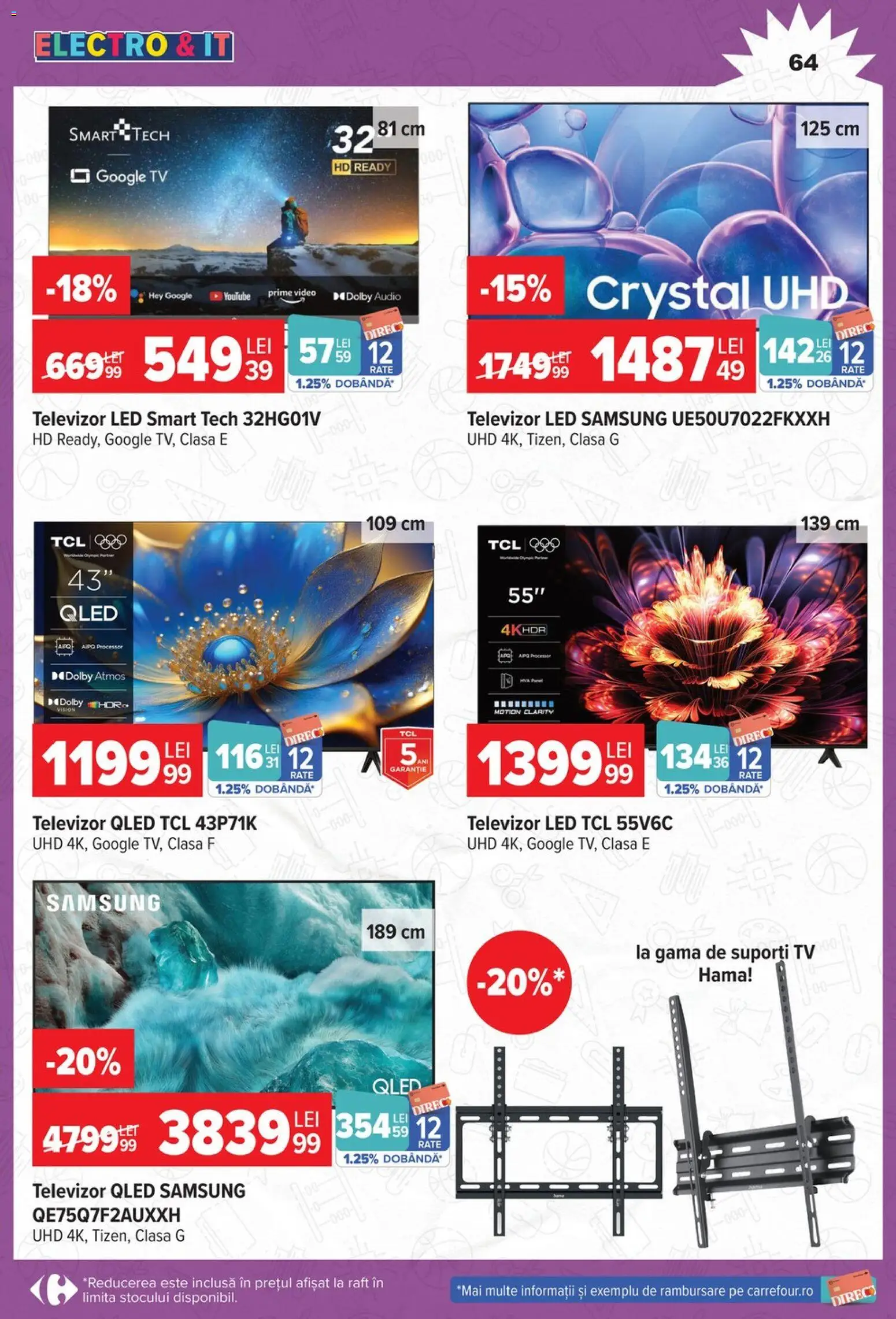 Catalog Carrefour 12 August - 14 Septembrie 2026 | Pagina 64 | Produse: Televizor, Video, Audio, LED