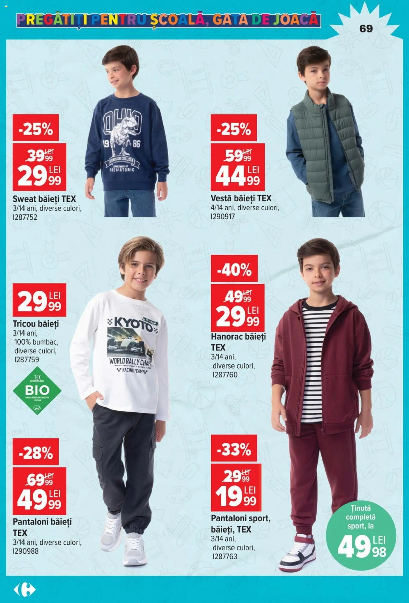 Catalog Carrefour 12 August - 14 Septembrie 2026 | Pagina 69 | Produse: Tricou, Vestă, Pantaloni, Hanorac