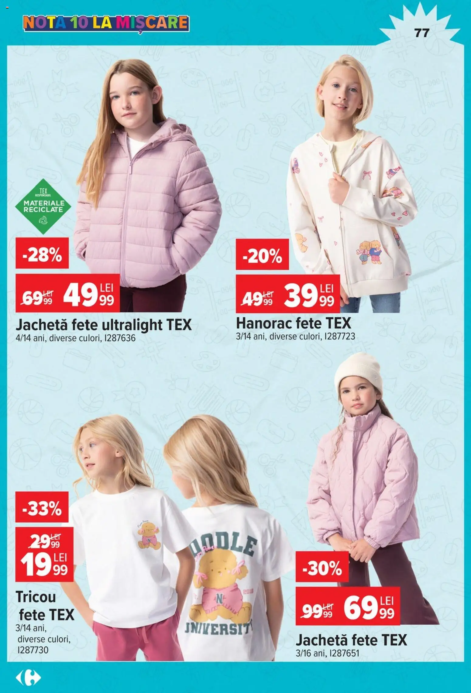 Catalog Carrefour 12 August - 14 Septembrie 2026 | Pagina 77 | Produse: Jachetă, Tricou, Hanorac, Tex