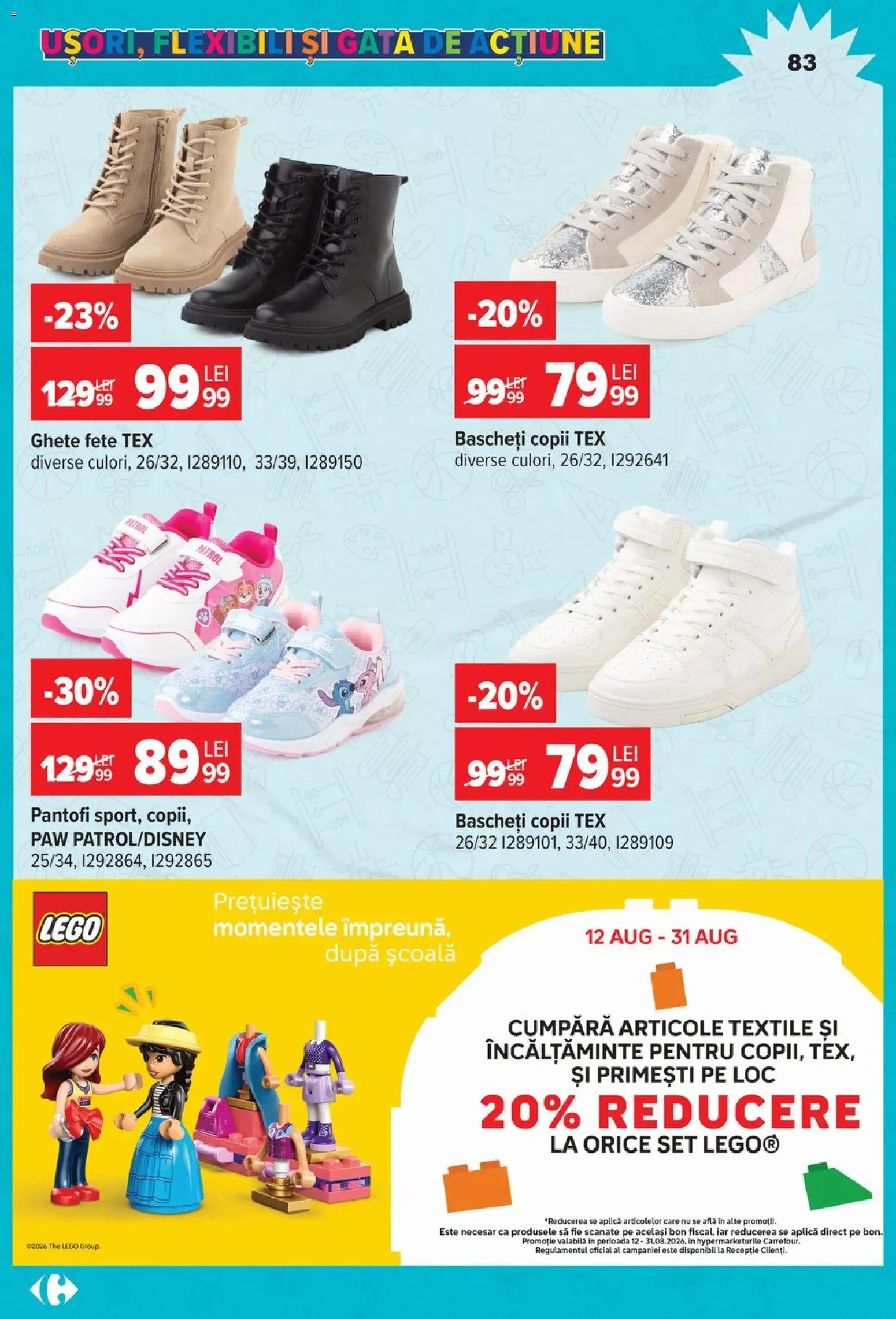 Catalog Carrefour 12 August - 14 Septembrie 2026 | Pagina 83 | Produse: LEGO, Pantofi, Incaltaminte, Tex