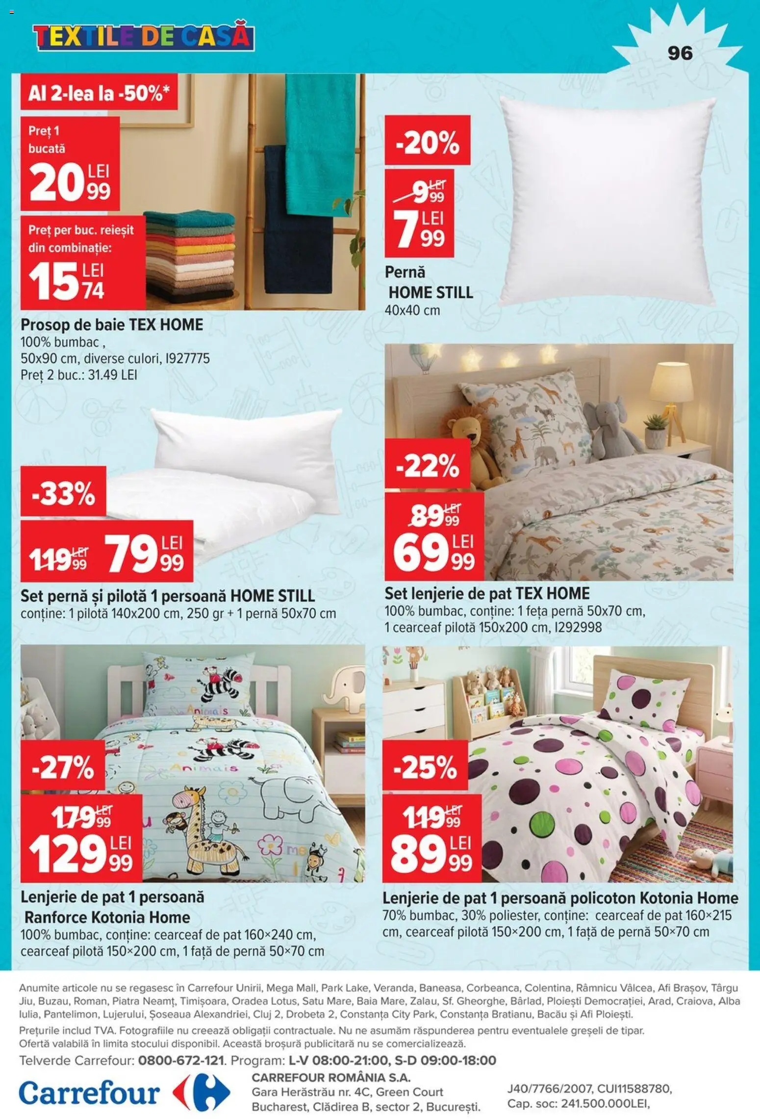 Catalog Carrefour 12 August - 14 Septembrie 2026 | Pagina 96 | Produse: Lenjerie de pat, Pilotă, Față de pernă, Tex