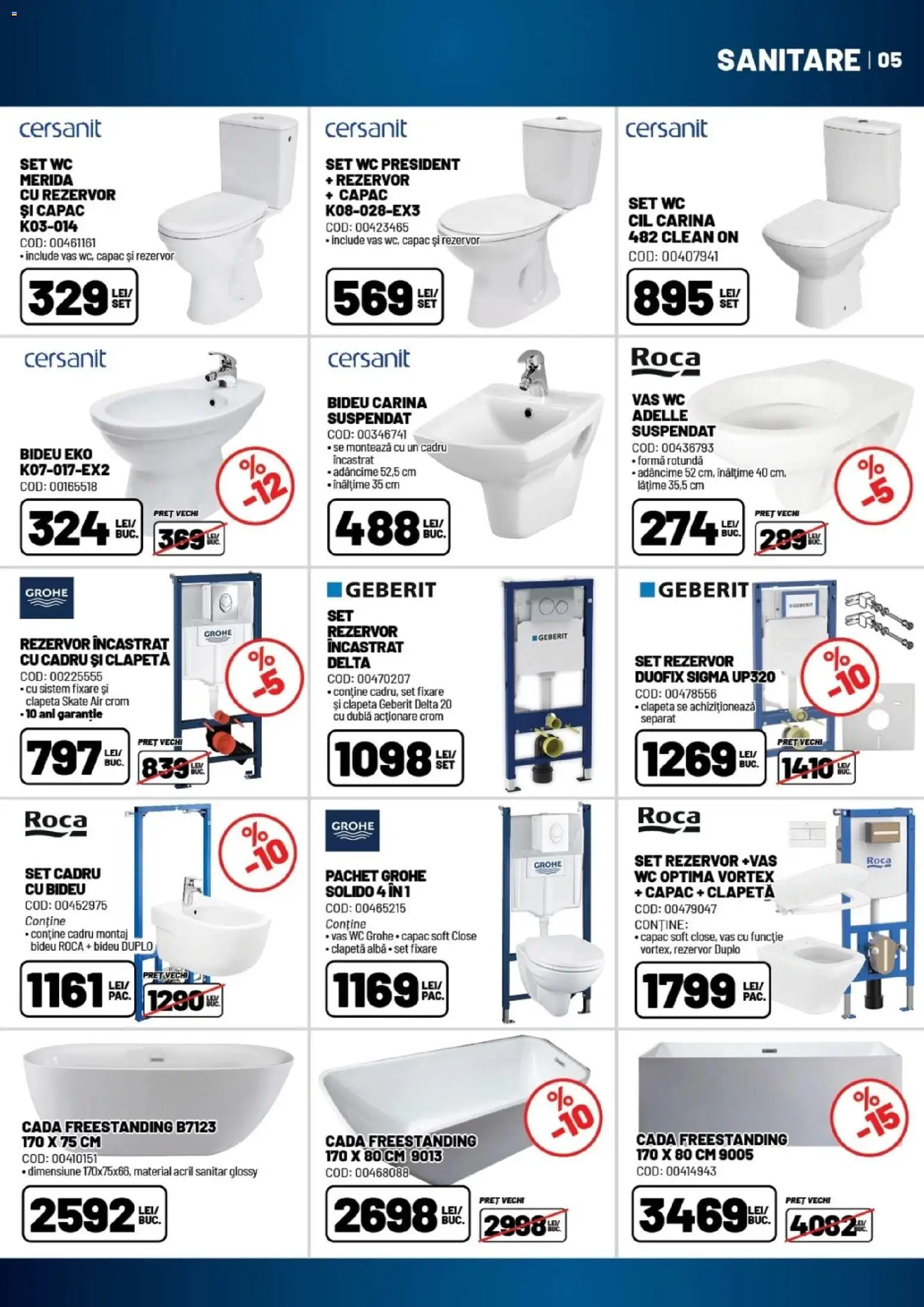 Catalog Ambient 18 August - 29 Septembrie 2026 | Pagina 5 | Produse: Vas WC, Clean, Alba, Cadă