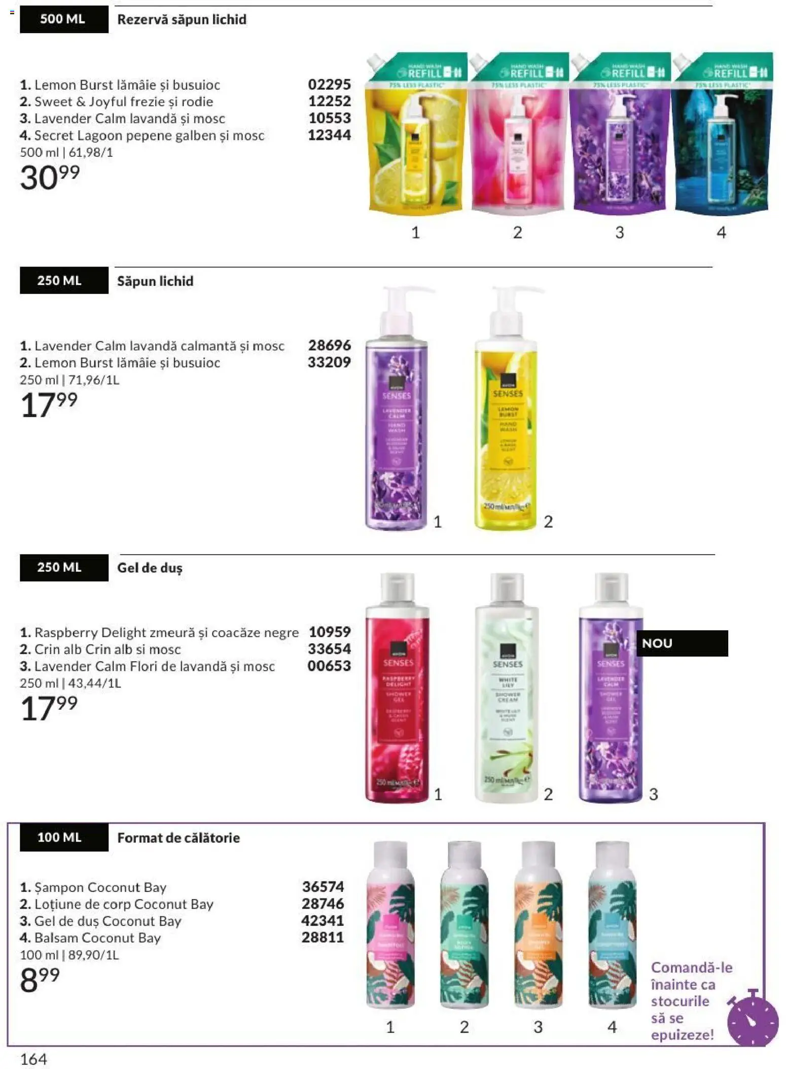 Catalog Avon 1 - 30 August 2026 | Pagina 164 | Produse: Balsam, Gel de duș, Săpun lichid, Flori