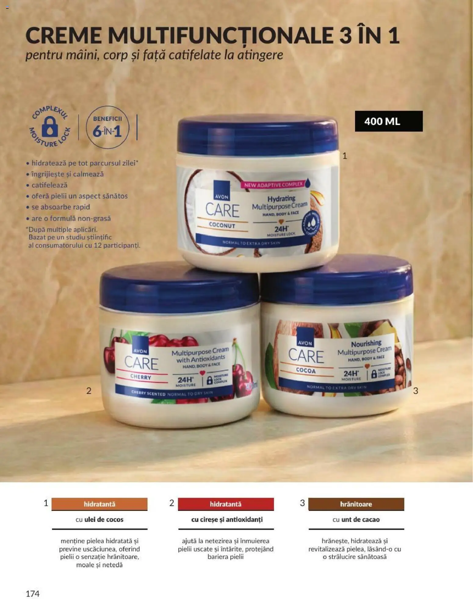 Catalog Avon 1 - 30 August 2026 | Pagina 174 | Produse: Ulei de cocos, Body, Unt, Ulei