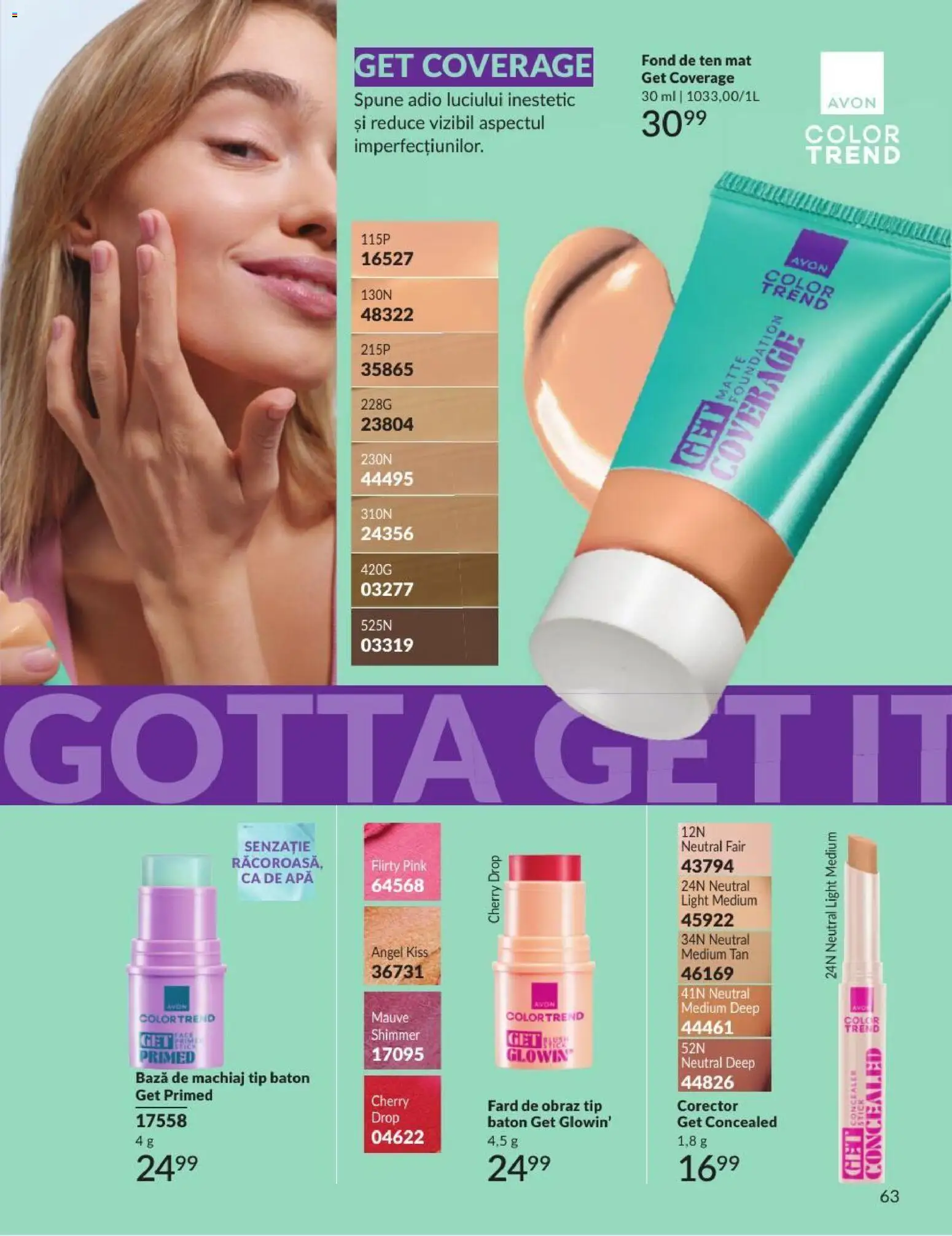 Catalog Avon 1 - 30 August 2026 | Pagina 63 | Produse: Bază de machiaj, Machiaj, Tip, Apă