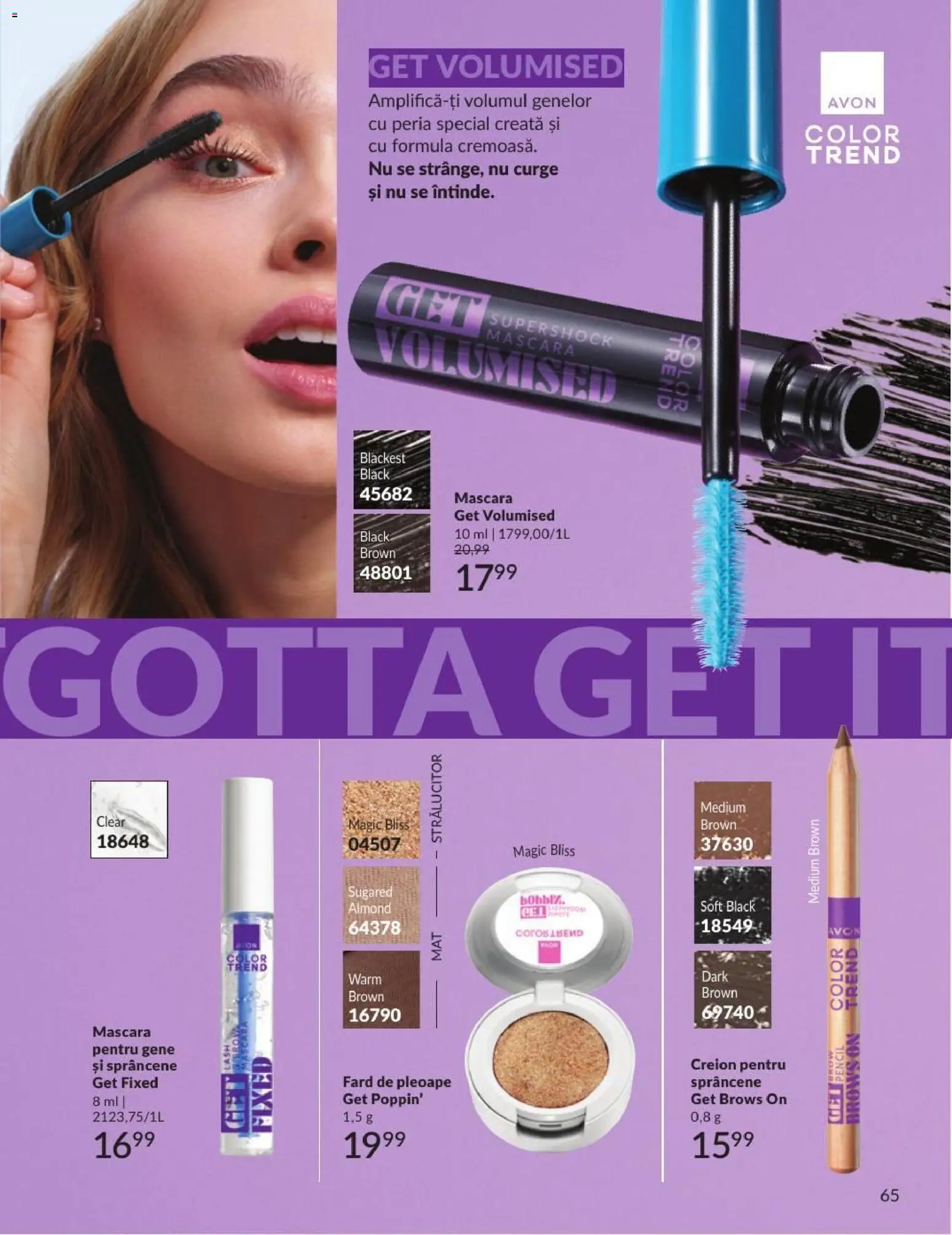 Catalog Avon 1 - 30 August 2026 | Pagina 65 | Produse: Mascara, Fard de pleoape, Clear, Black