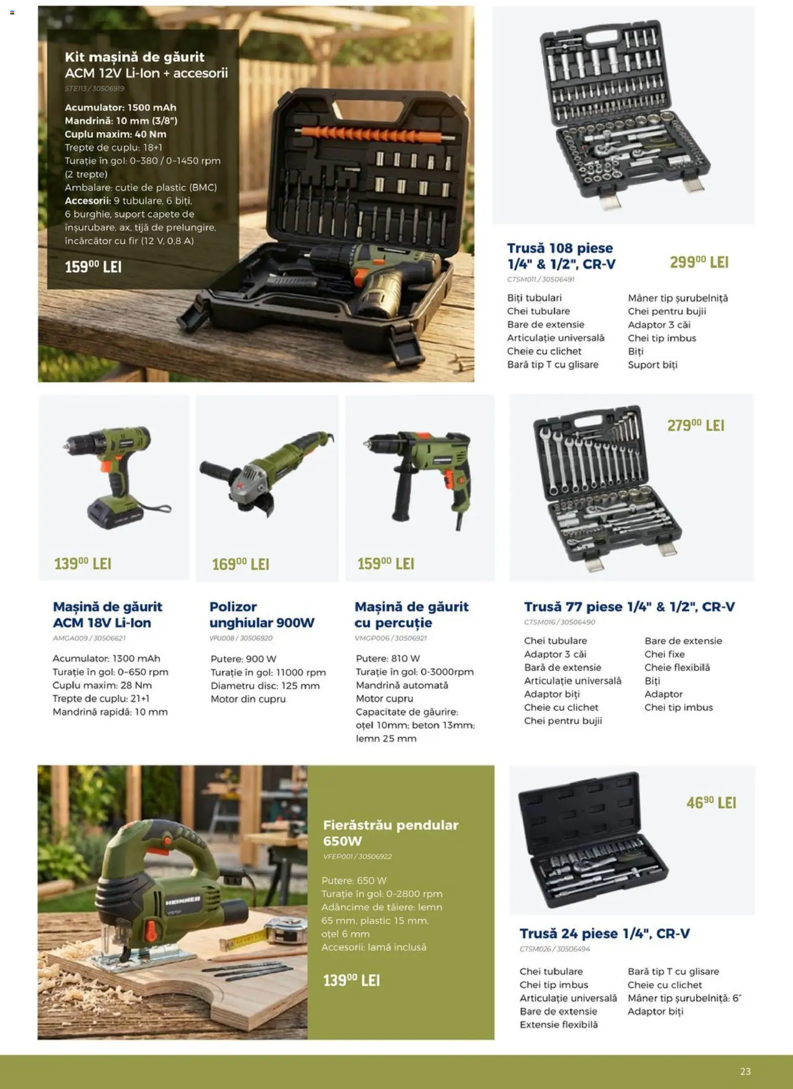 Catalog Carrefour 12 August - 17 Septembrie 2026 | Pagina 23 | Produse: Fierastrau pendular, Cheie, Tip, Suport
