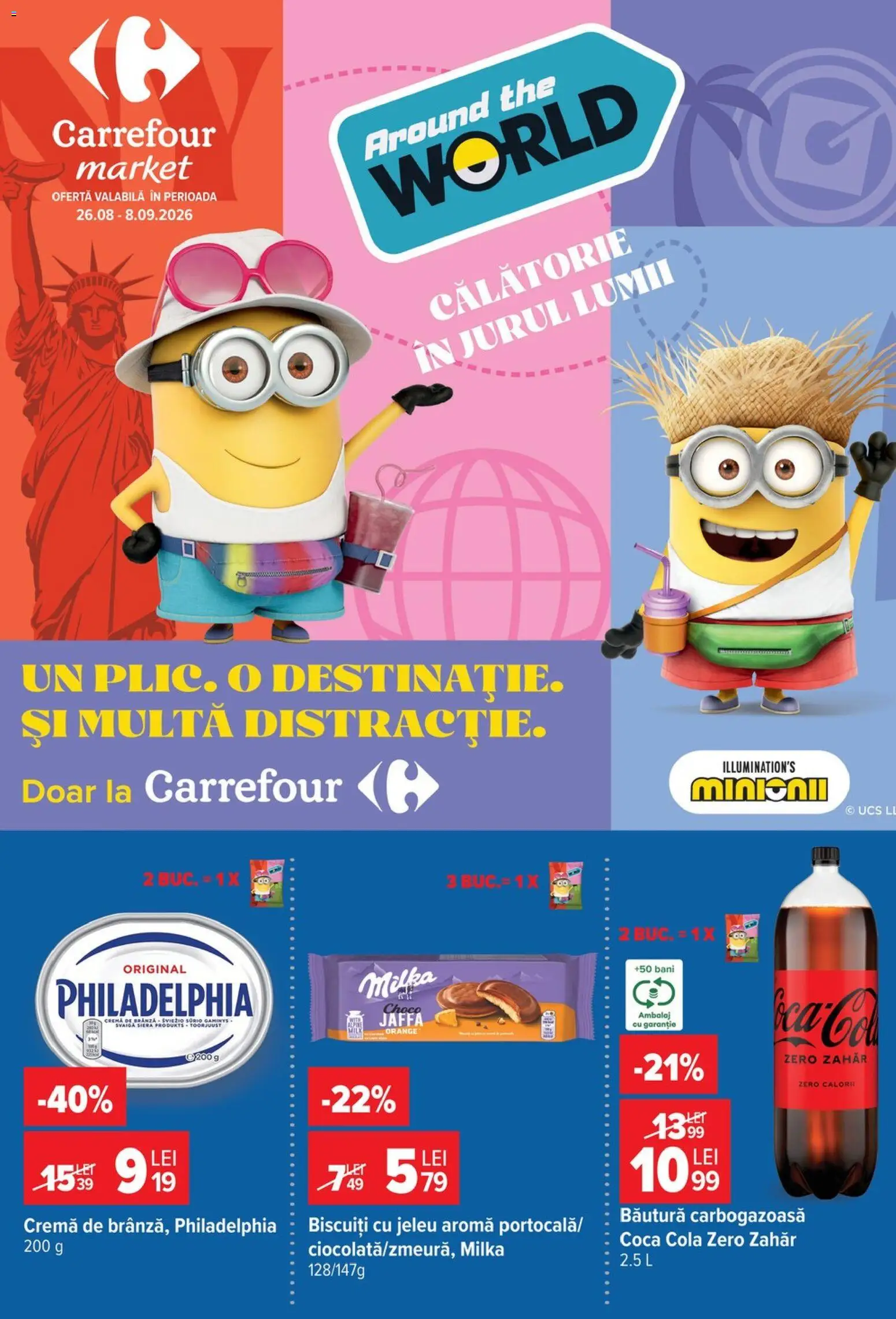 Catalog Carrefour 26 August - 7 Septembrie 2026 | Pagina 1 | Produse: Cremă, Cremă de brânză, Biscuiți, Zahăr