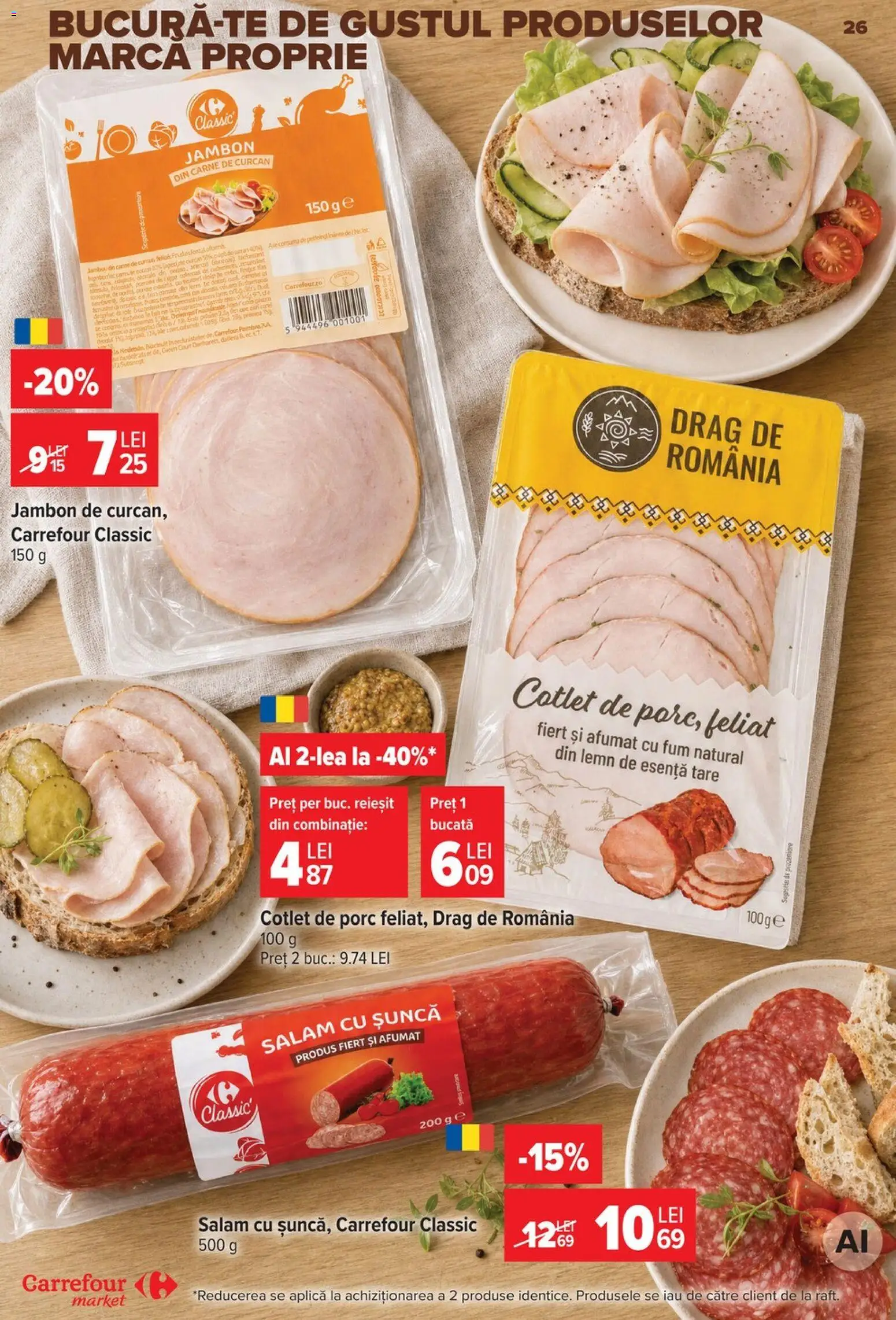 Catalog Carrefour 26 August - 7 Septembrie 2026 | Pagina 26 | Produse: Carrefour Classic, Aplică, Salam, Șuncă