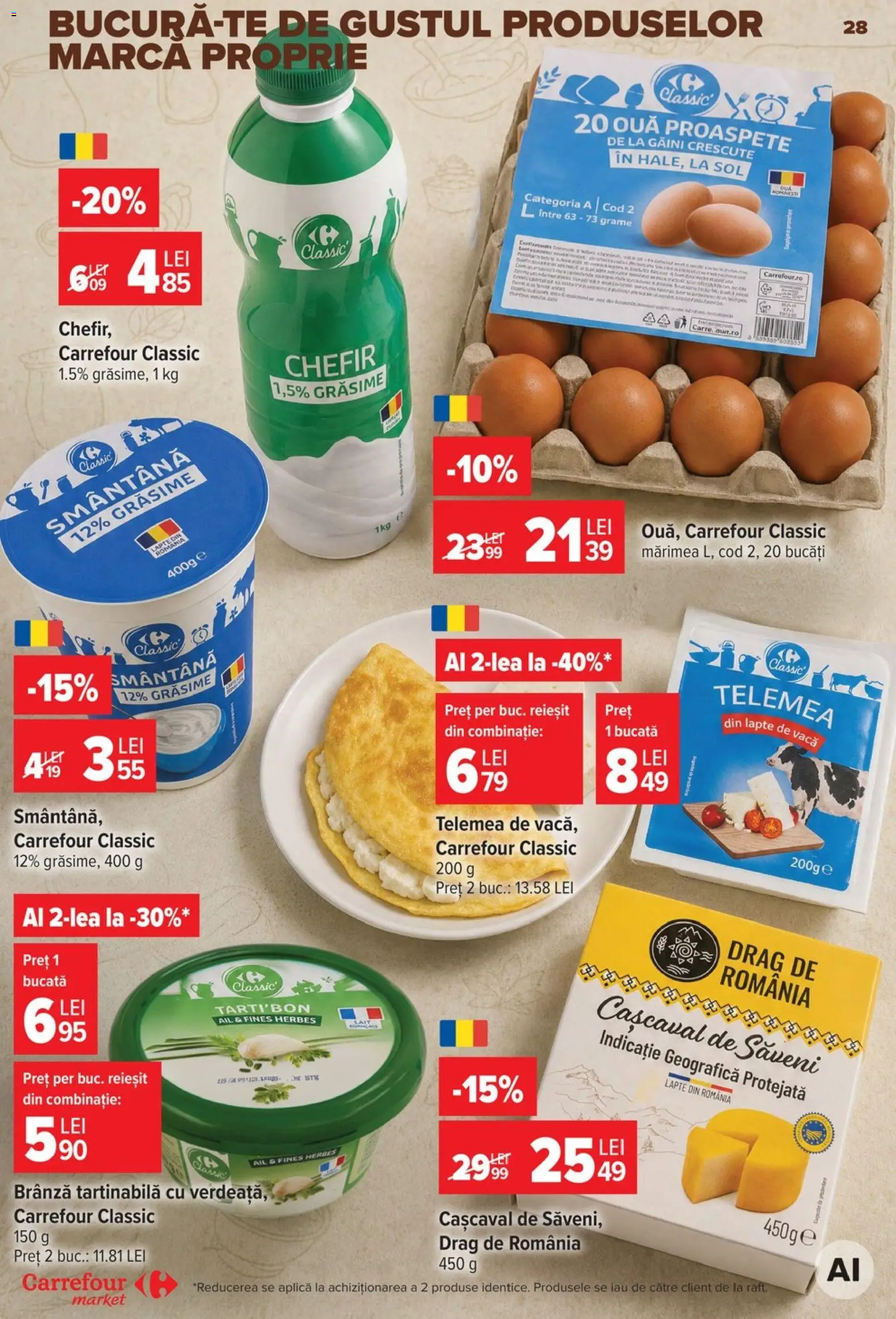 Catalog Carrefour 26 August - 7 Septembrie 2026 | Pagina 28 | Produse: Carrefour Classic, Aplică, Chefir, Cașcaval