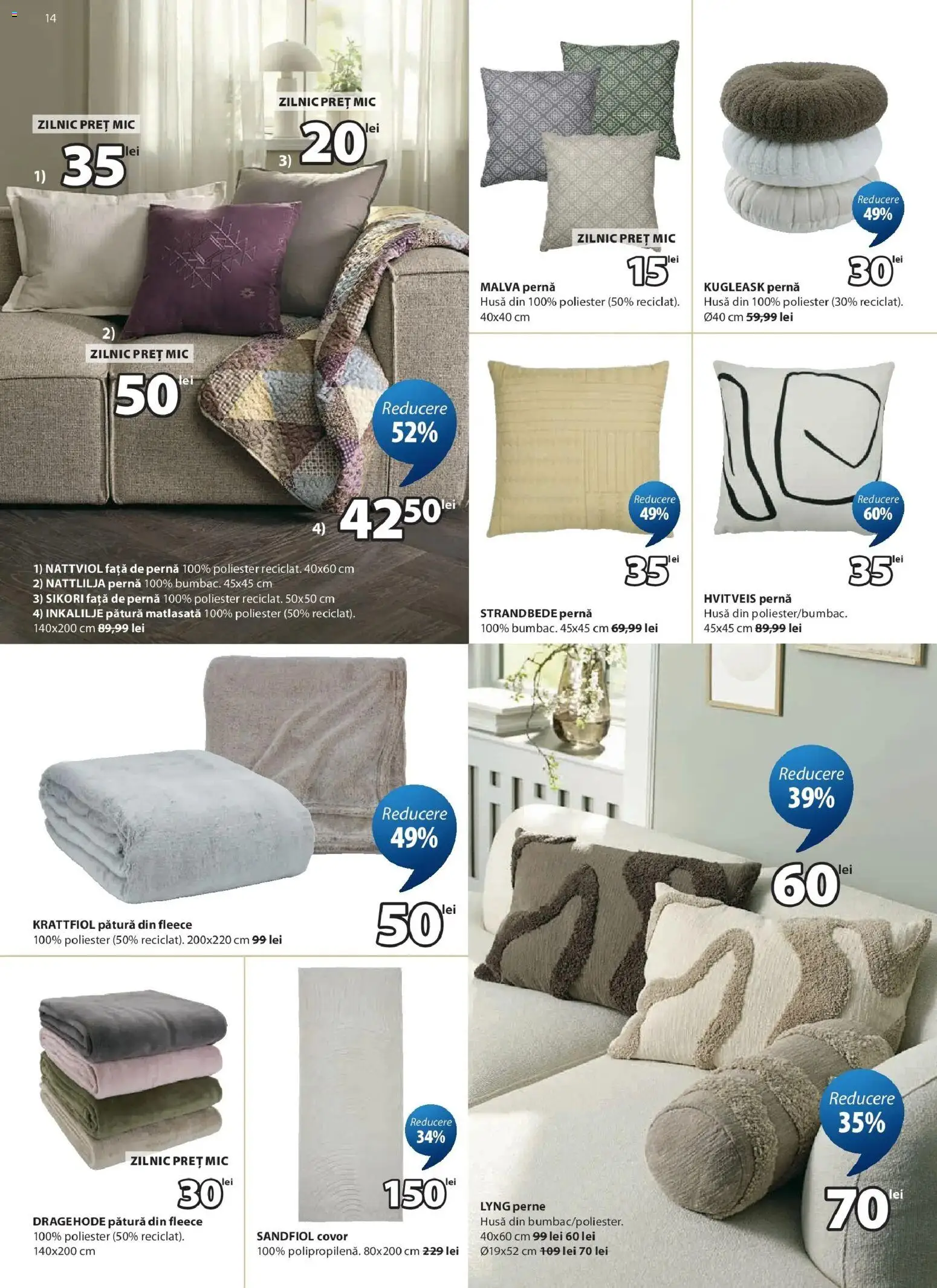 Catalog JYSK 4 - 23 August 2026 | Pagina 14 | Produse: Perne, Pernă, Pătură, Față de pernă