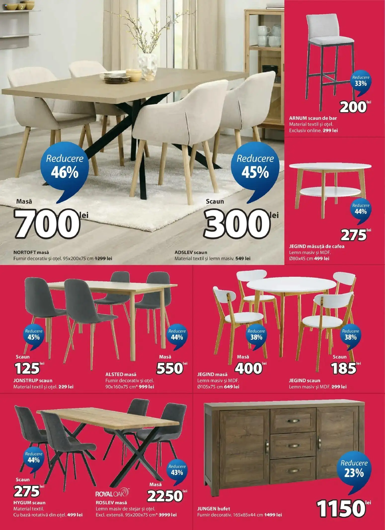 Catalog JYSK 4 - 23 August 2026 | Pagina 2 | Produse: Scaun, Bufet, Măsuță de cafea, Cafea