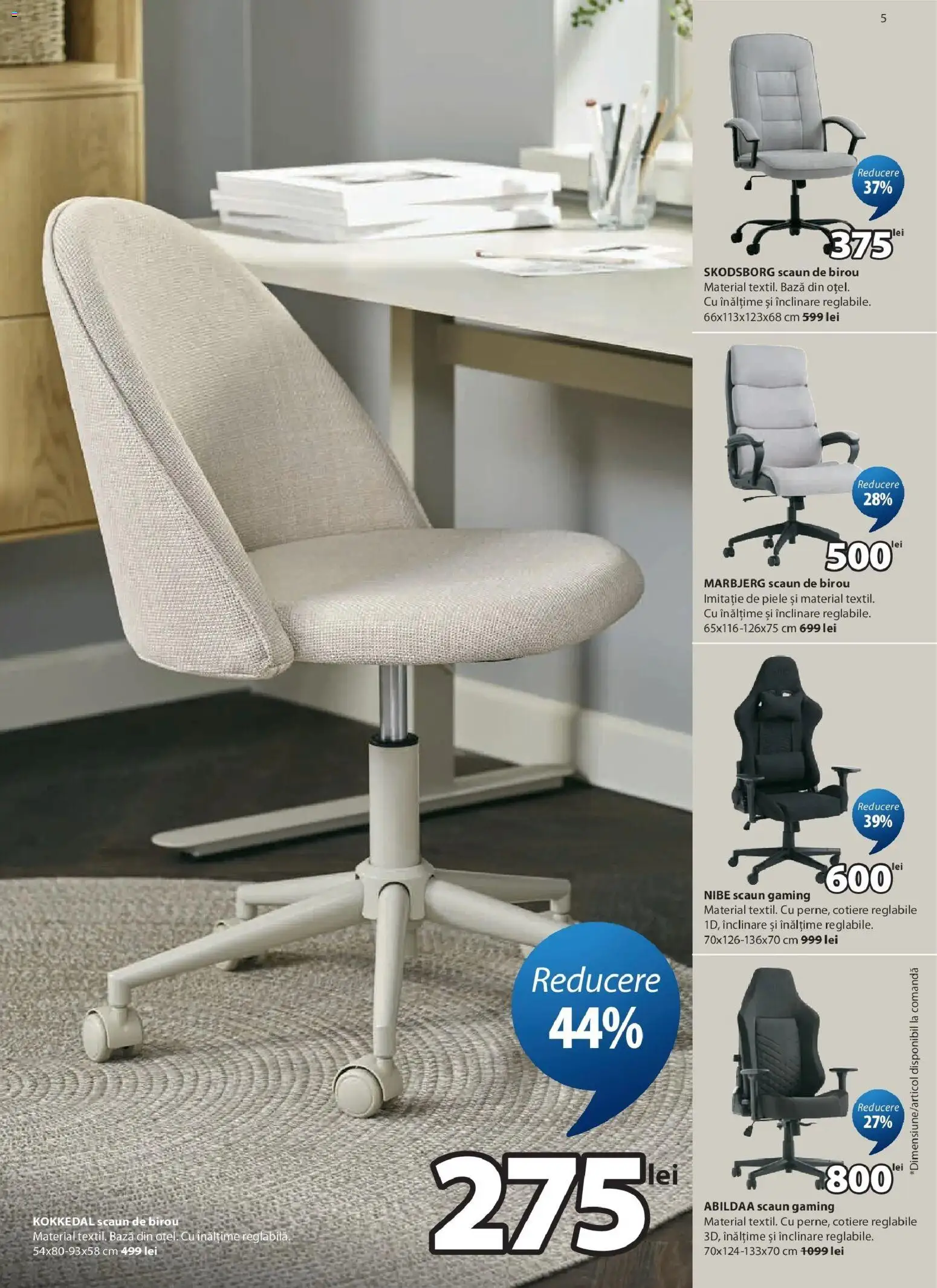 Catalog JYSK 4 - 23 August 2026 | Pagina 5 | Produse: Scaun gaming, Birou, Scaun, Scaun de birou