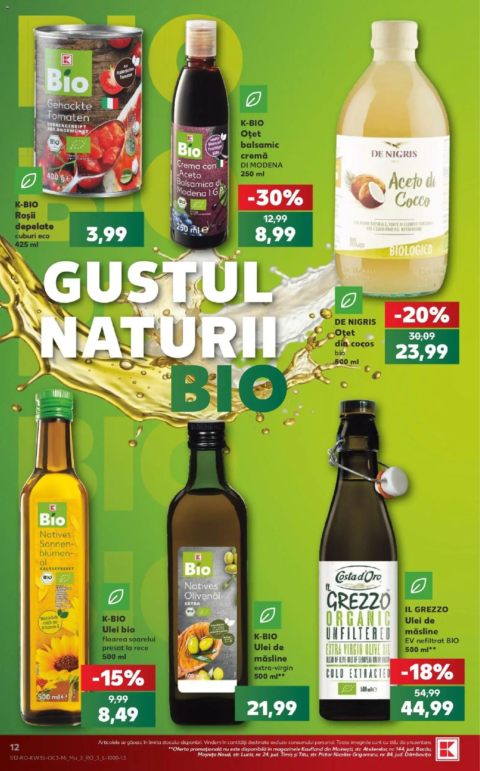 Catalog Kaufland 26 - 31 August 2026 | Pagina 12 | Produse: Măsline, Ulei, Oțet, Floarea Soarelui