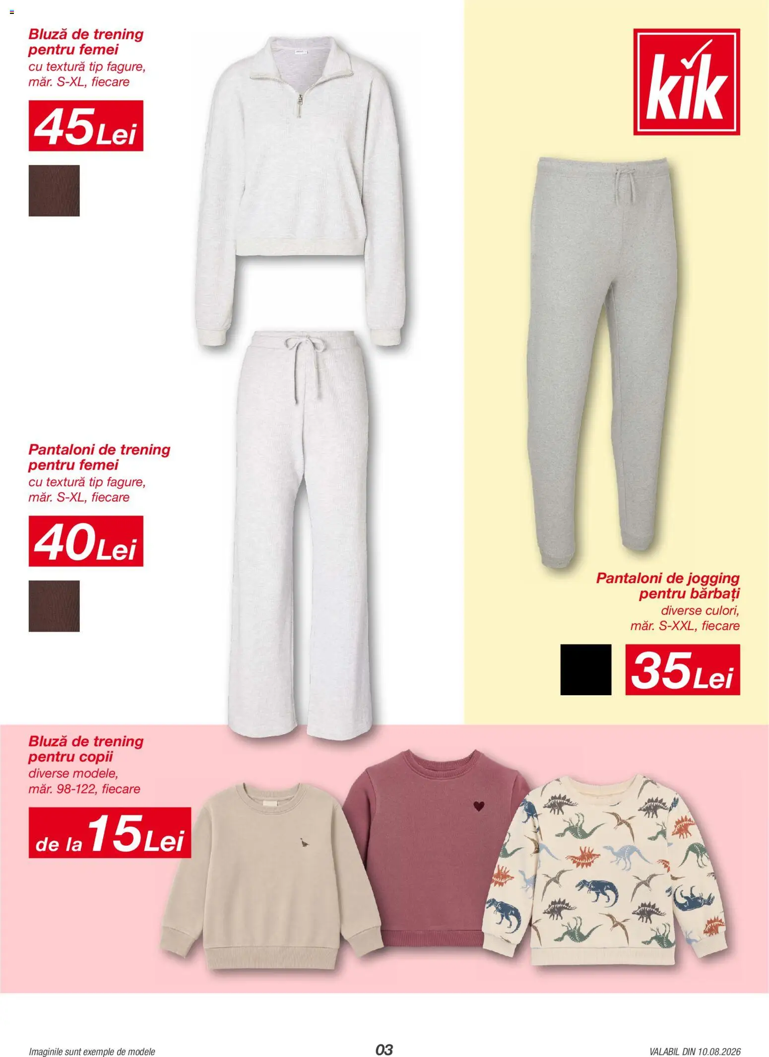 Catalog Kik 10 August - 5 Septembrie 2026 | Pagina 3 | Produse: Trening, Pantaloni, Tip, Pantaloni de trening