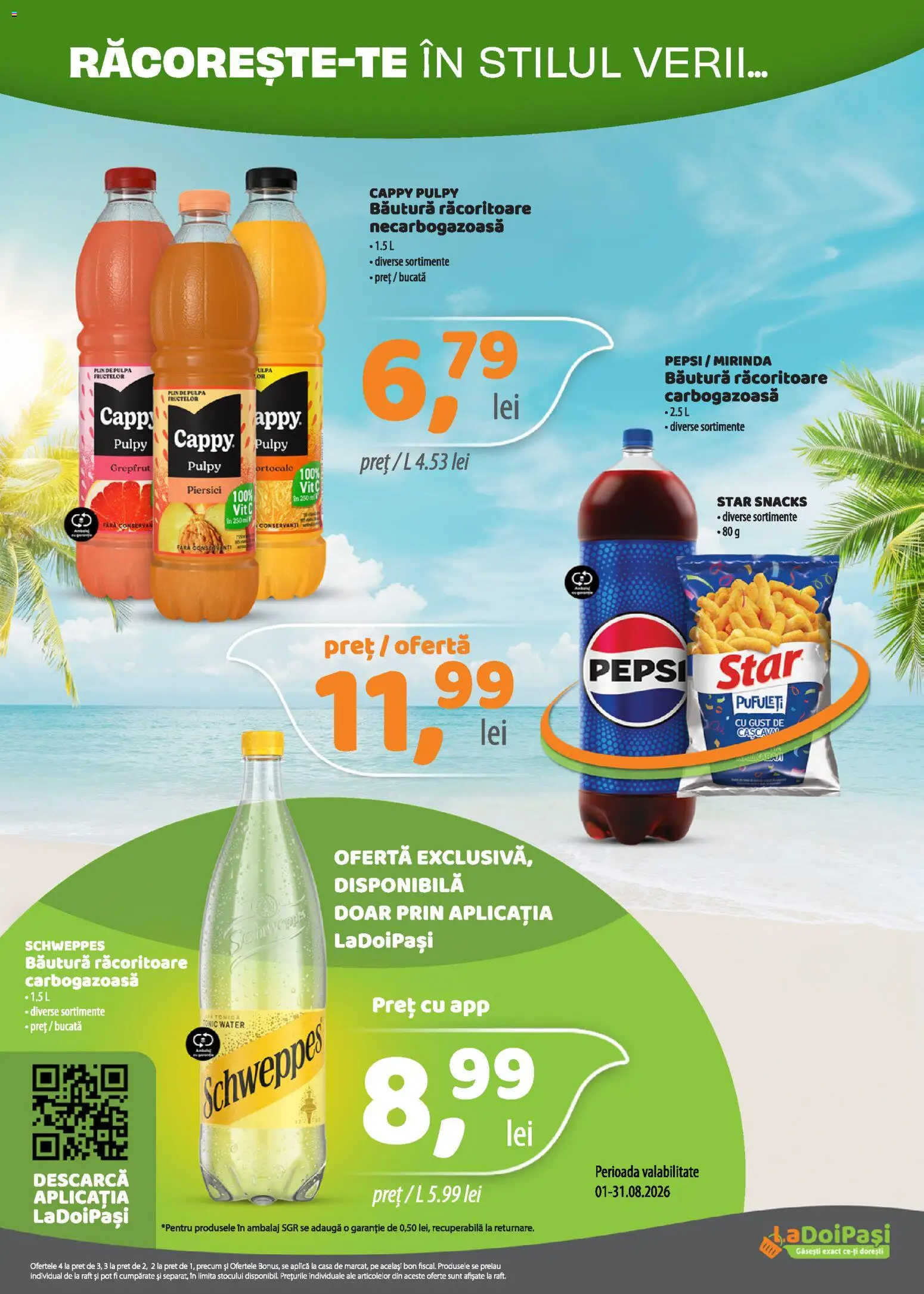 Catalog LaDoiPași 16 - 30 August 2026 | Pagina 8 | Produse: Bautura racoritoare, Raft, Schweppes, Piersici
