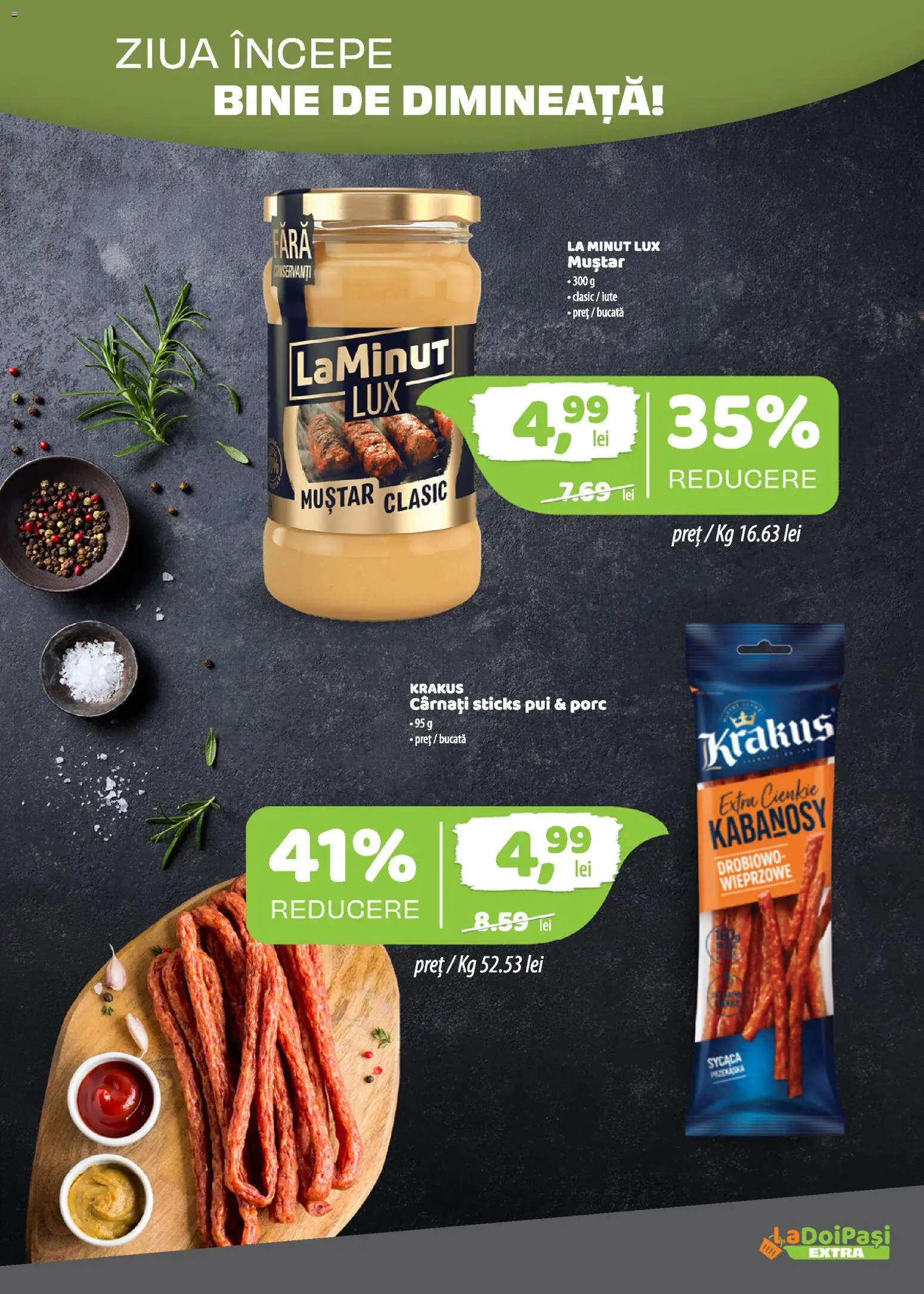 Catalog LaDoiPași 16 - 30 August 2026 | Pagina 2 | Produse: Carnati sticks, Pui, Muștar, Cârnați