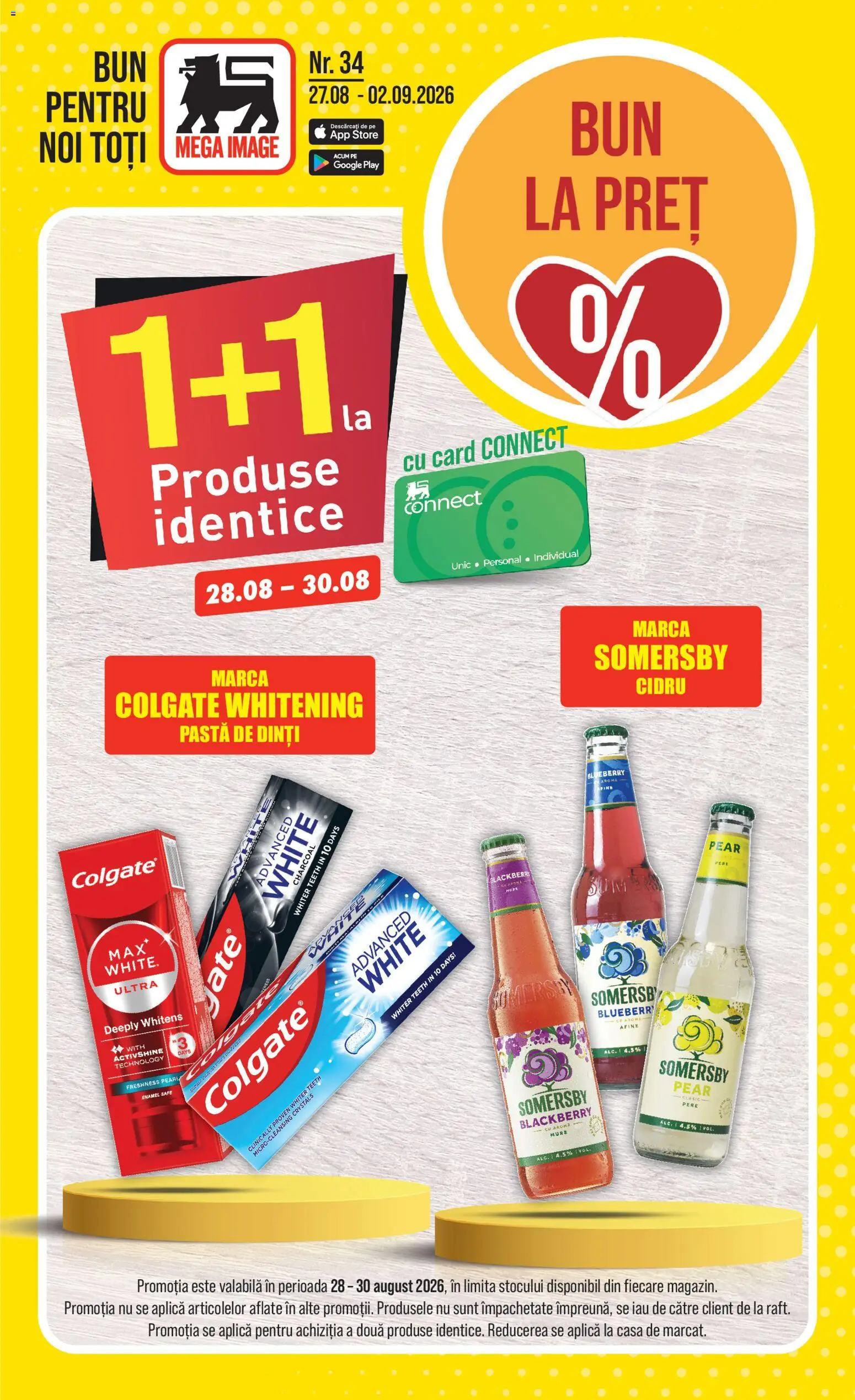 Catalog Mega Image 27 August - 1 Septembrie 2026 | Pagina 1 | Produse: Afine, Aplică, Pastă de dinți, Pere