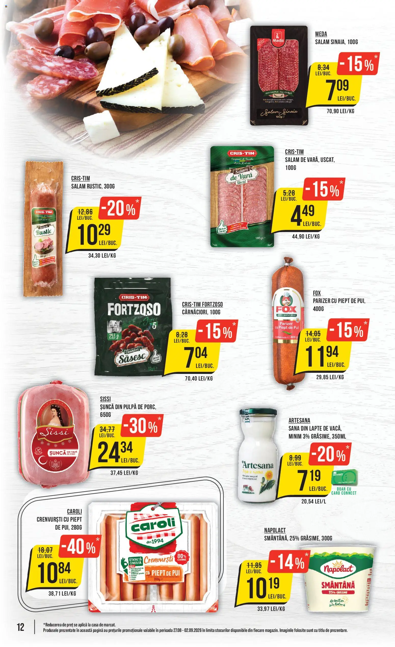Catalog Mega Image 27 August - 1 Septembrie 2026 | Pagina 12 | Produse: Pui, Lapte, Salam, Șuncă