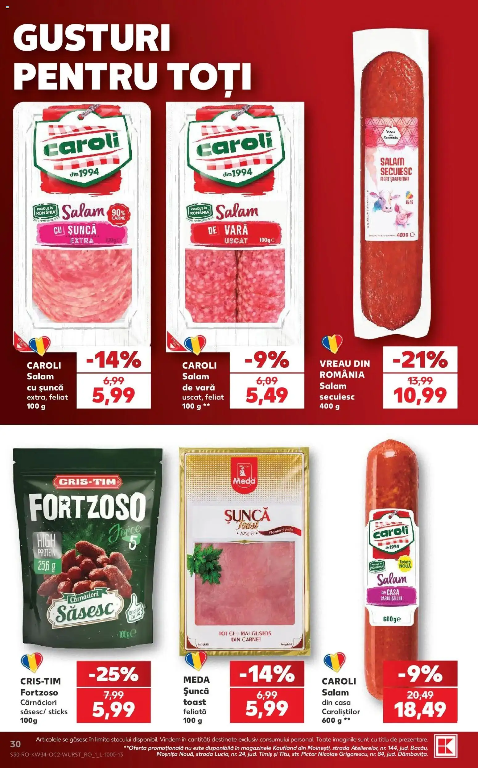 Catalog Kaufland 19 - 24 August 2026 | Pagina 30 | Produse: Salam, Șuncă