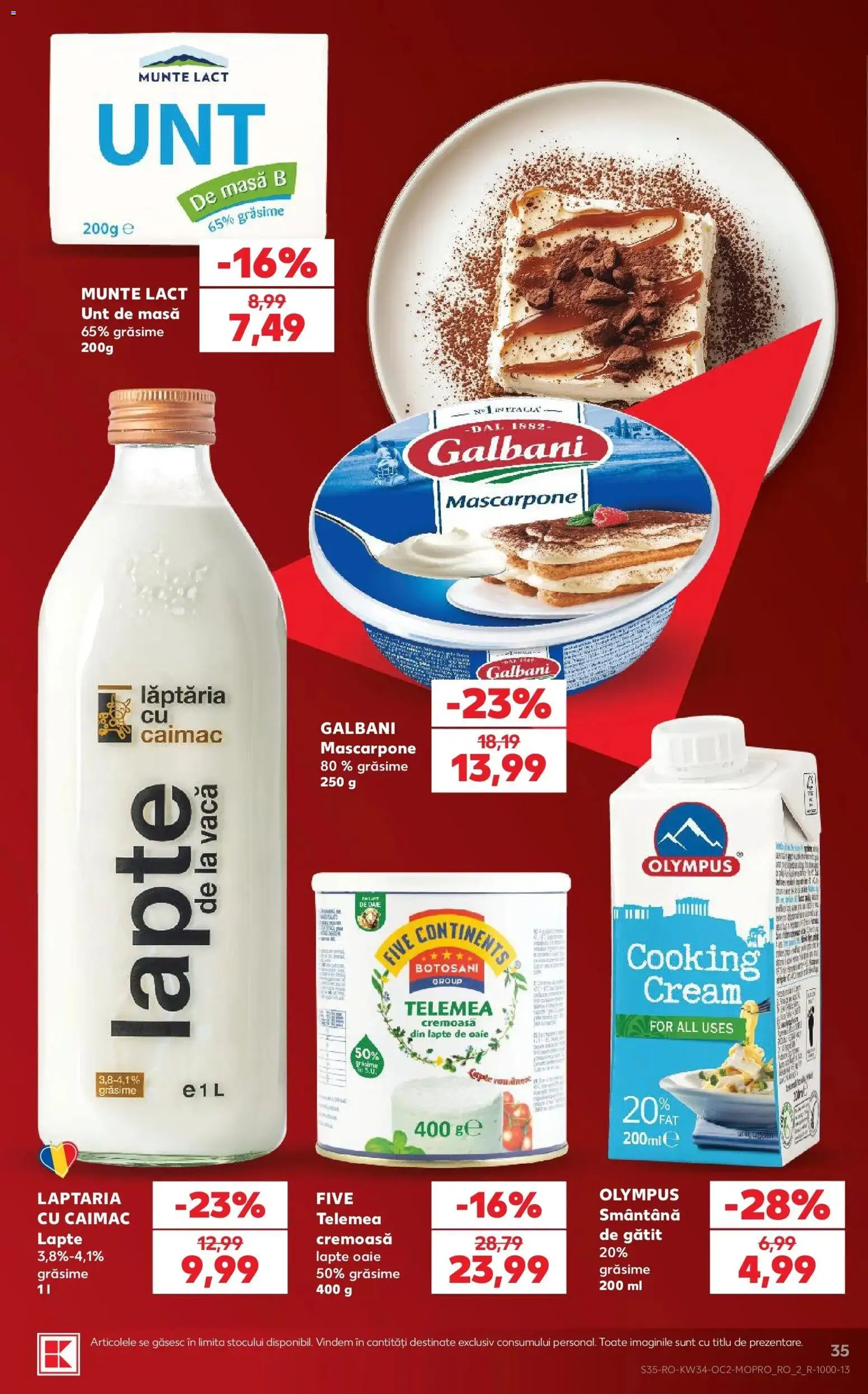 Catalog Kaufland 19 - 24 August 2026 | Pagina 35 | Produse: Lapte, Unt, Mascarpone, Smântână