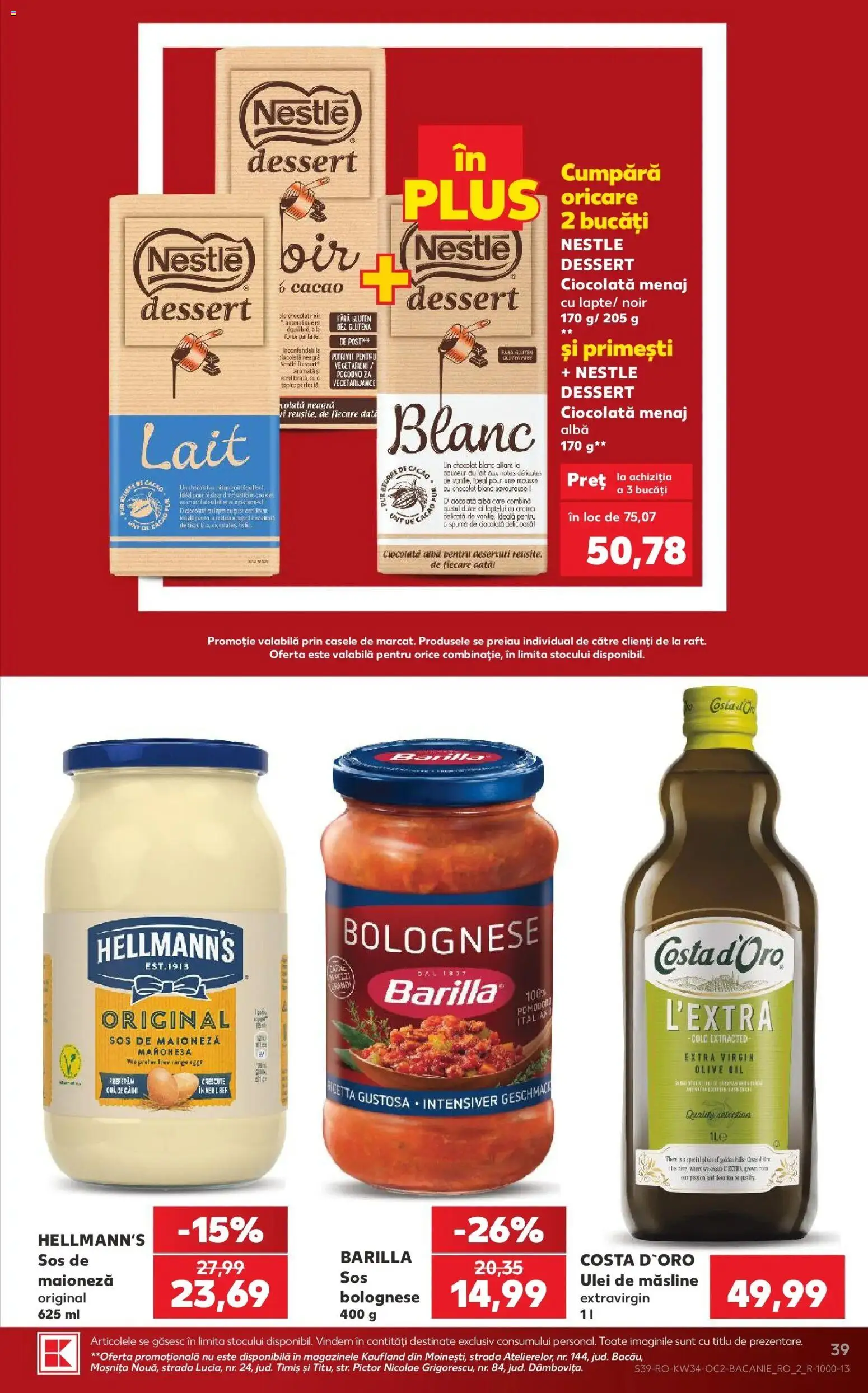 Catalog Kaufland 19 - 24 August 2026 | Pagina 39 | Produse: Barilla, Ulei de masline, Sos, Plus