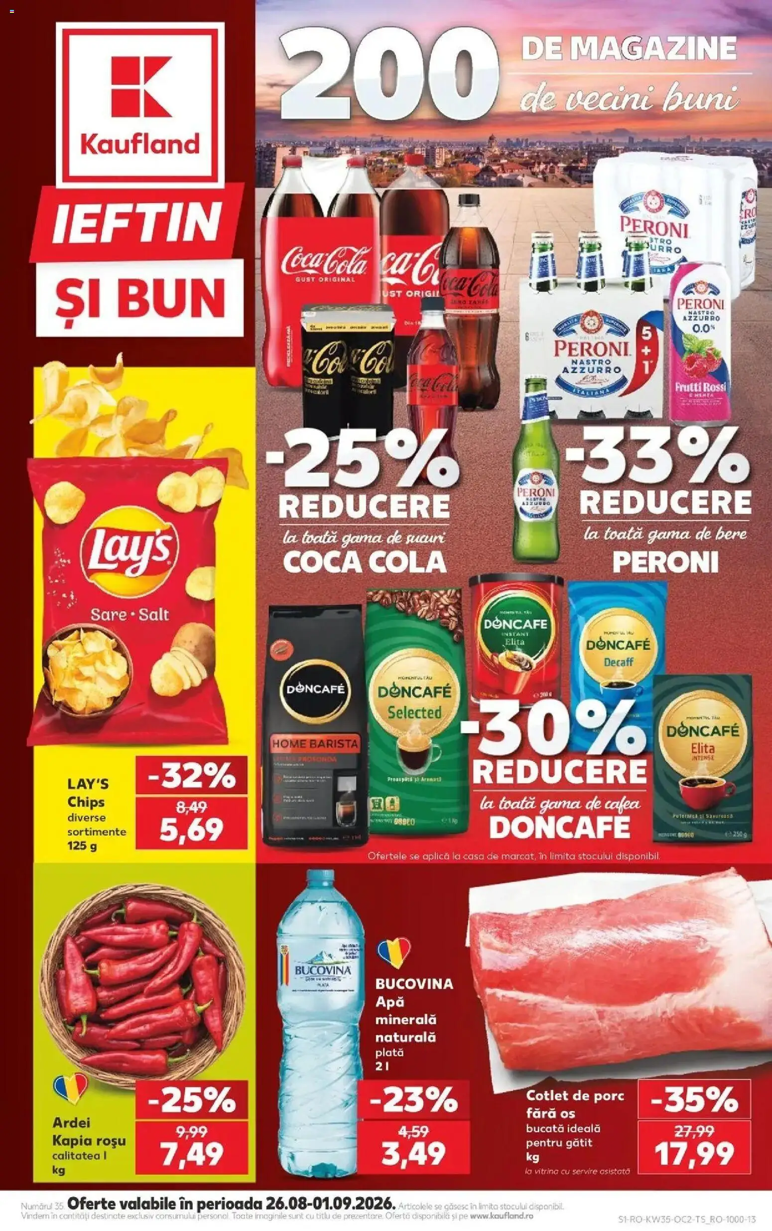 Catalog Kaufland 26 - 31 August 2026 | Pagina 1 | Produse: Cotlet, Peroni nastro azzurro, Cafea, Bere