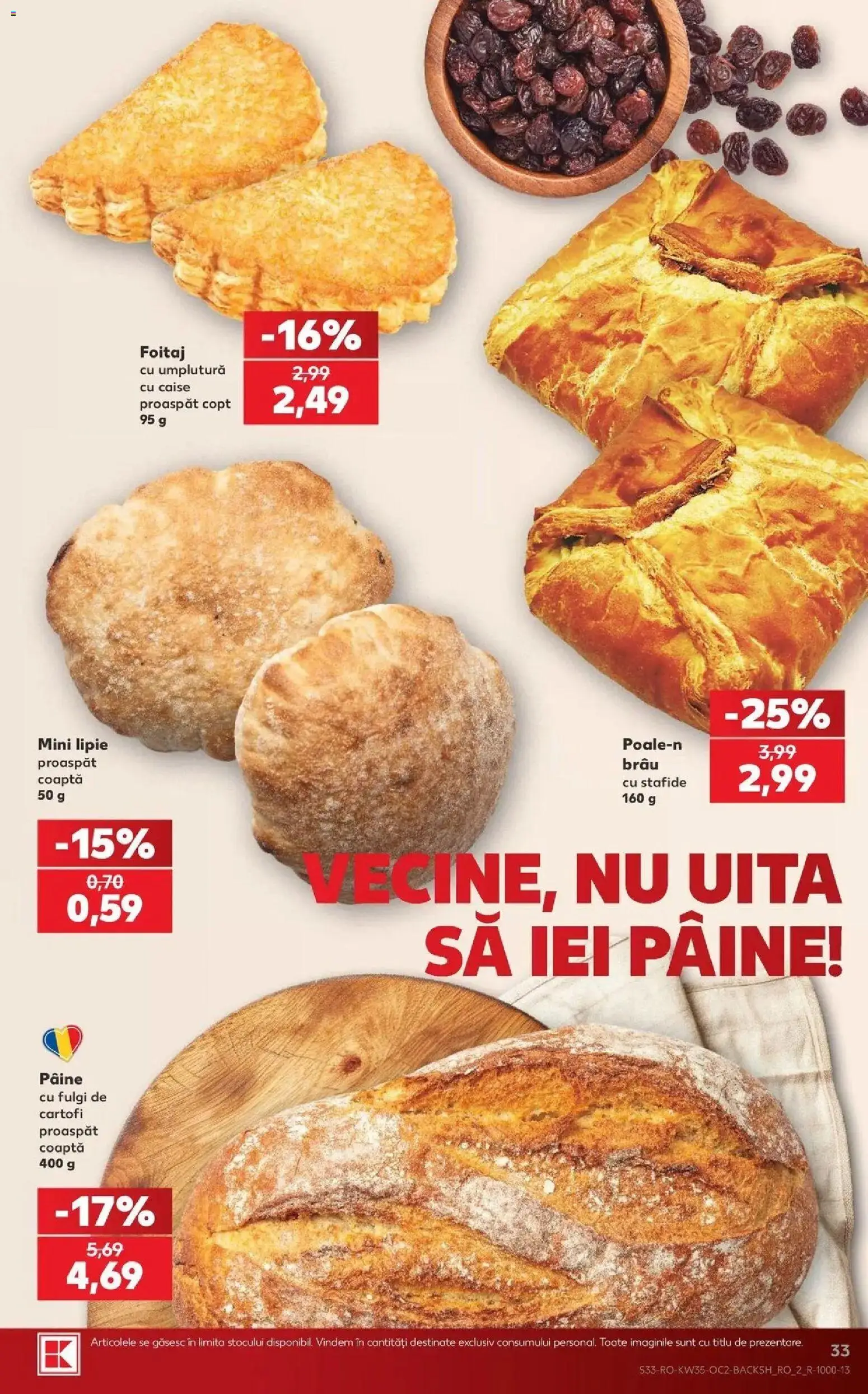 Catalog Kaufland 26 - 31 August 2026 | Pagina 33 | Produse: Pâine, Fulgi, Stafide, Cartofi