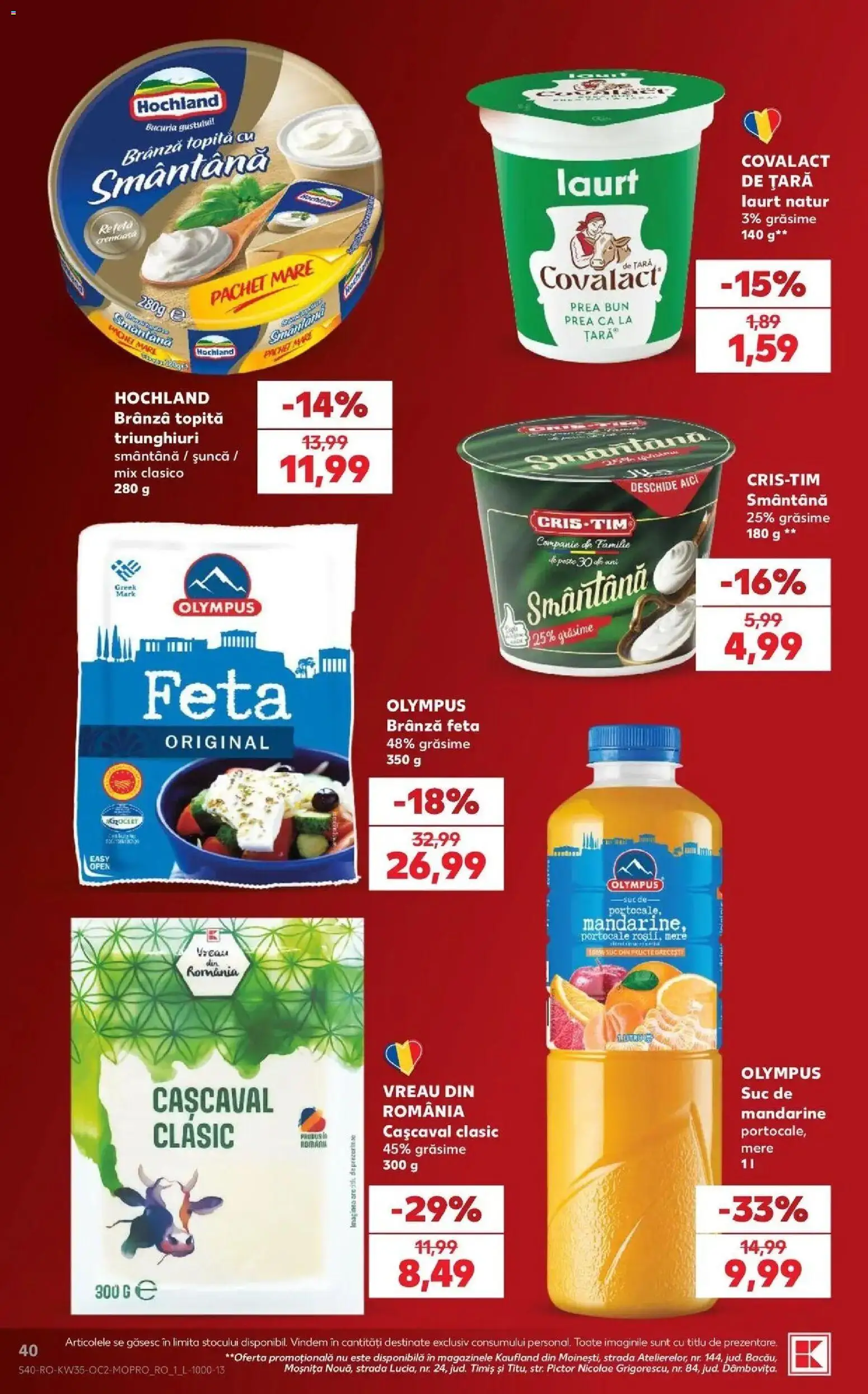 Catalog Kaufland 26 - 31 August 2026 | Pagina 40 | Produse: Cașcaval, Suc, Mere, Fructe