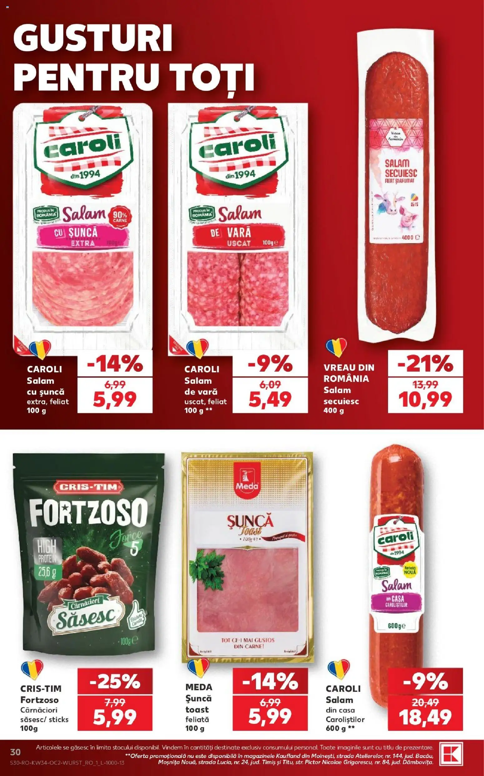Catalog Kaufland 19 - 24 August 2026 | Pagina 30 | Produse: Salam, Șuncă