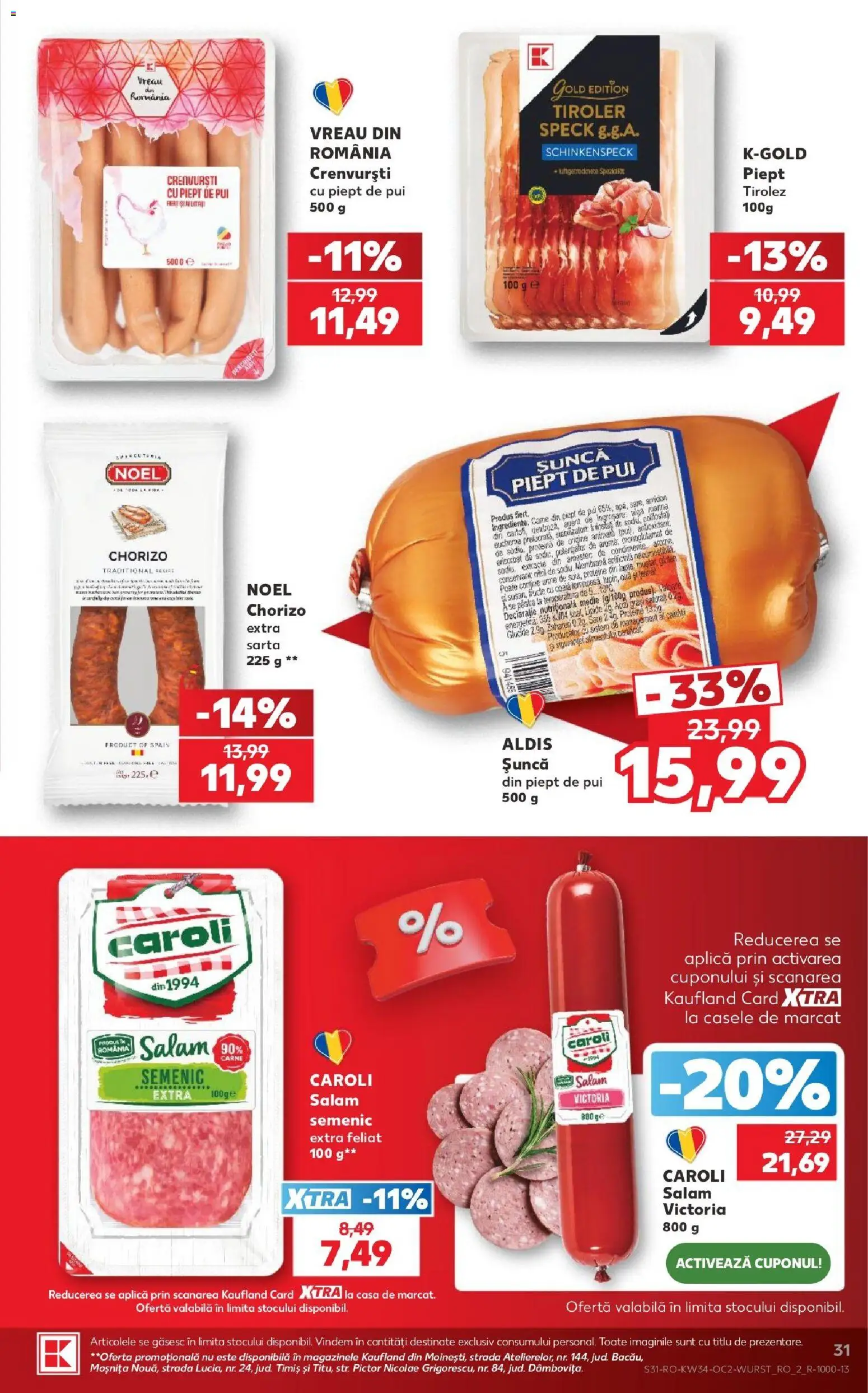 Catalog Kaufland 19 - 24 August 2026 | Pagina 31 | Produse: Proteine, Crenvurști, Salam, Sare