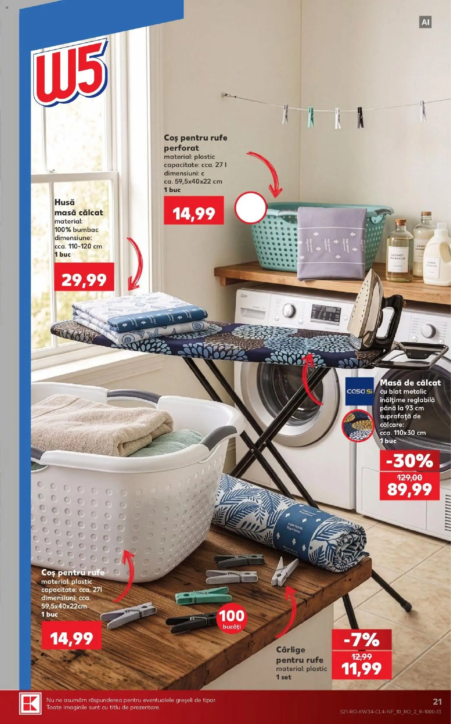 Catalog Kaufland 19 - 24 August 2026 | Pagina 21 | Produse: Coș, Masă, Masa calcat, Masă de călcat
