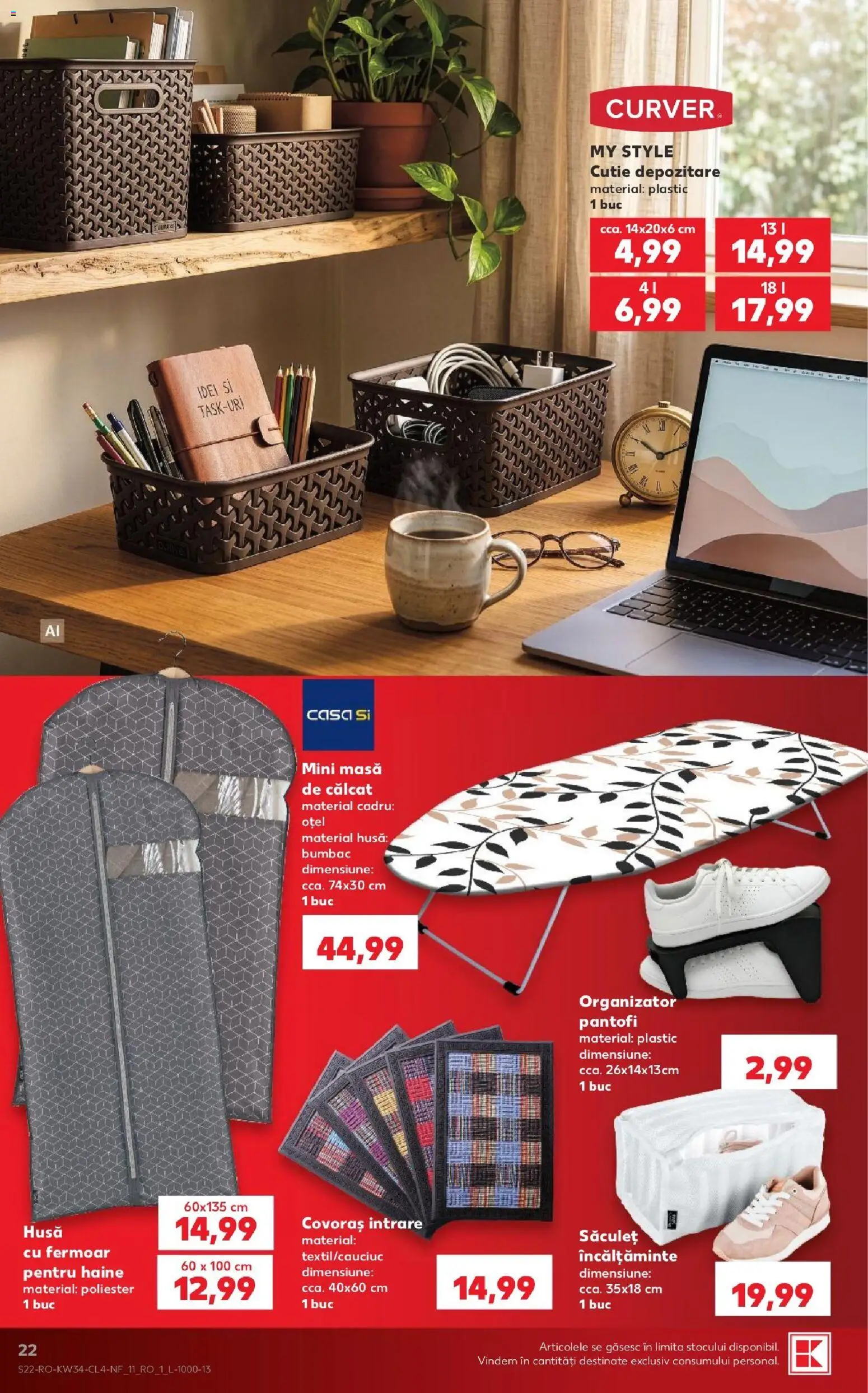 Catalog Kaufland 19 - 24 August 2026 | Pagina 22 | Produse: Style, Cutie, Masă de călcat, Covoraș Intrare