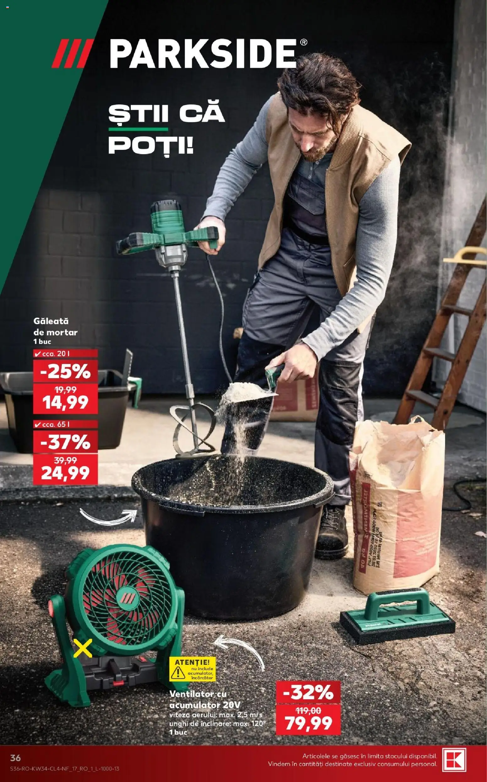 Catalog Kaufland 19 - 24 August 2026 | Pagina 36 | Produse: Încărcător, Ventilator, Parkside, Mortar