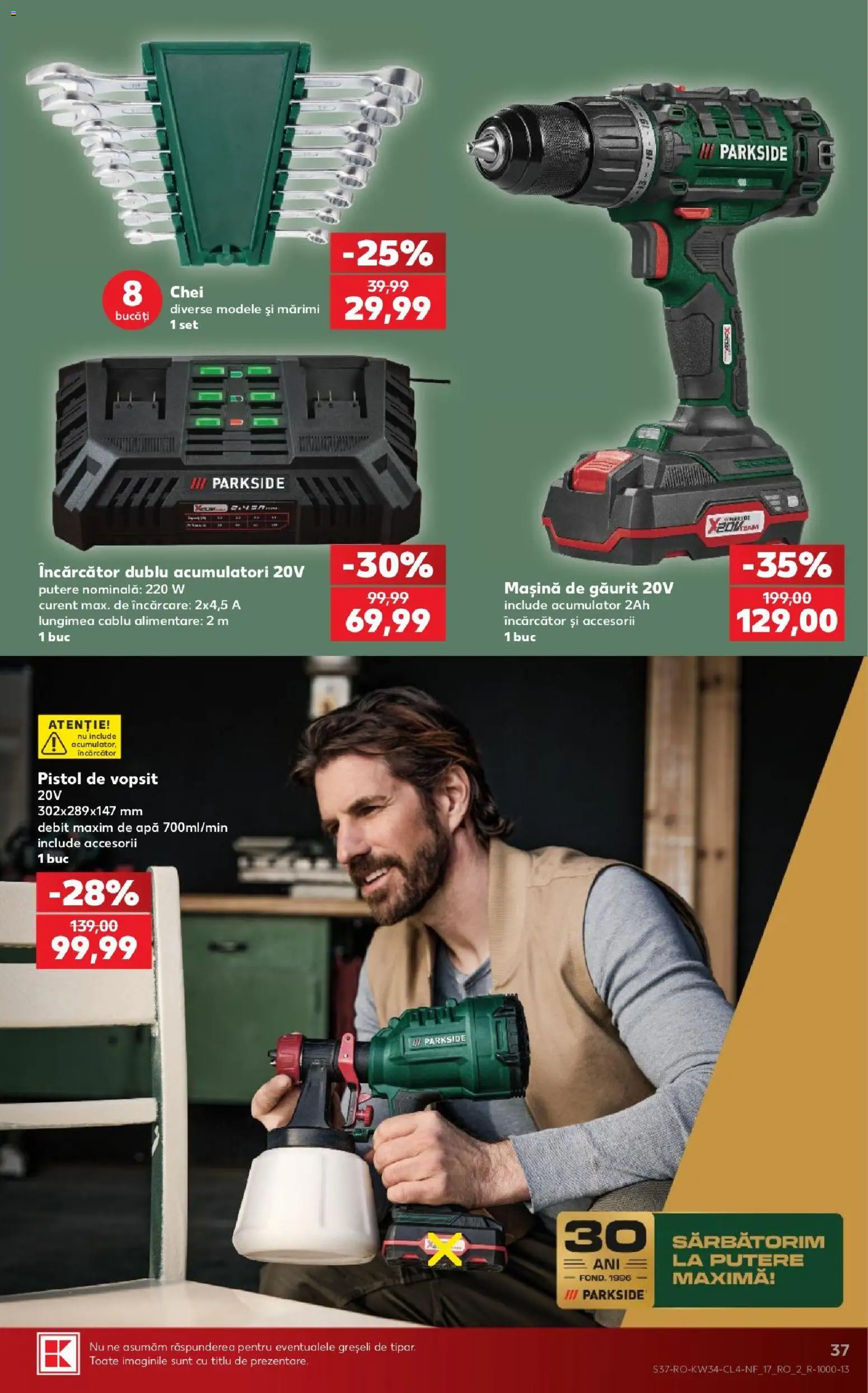 Catalog Kaufland 19 - 24 August 2026 | Pagina 37 | Produse: Mașină de găurit, Încărcător, Cablu, Parkside