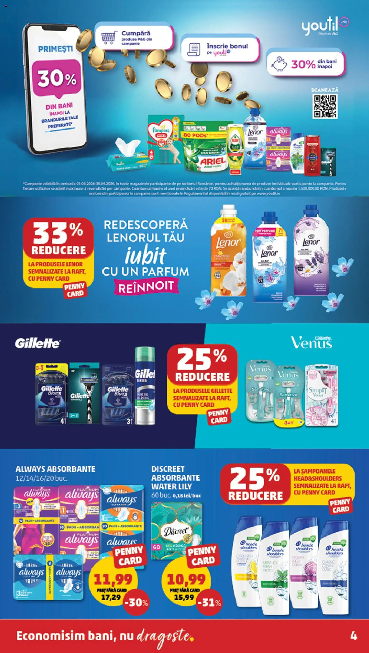 Catalog PENNY Market 26 - 31 August 2026 | Pagina 4 | Produse: Clean, Pampers, Parfum, Absorbante
