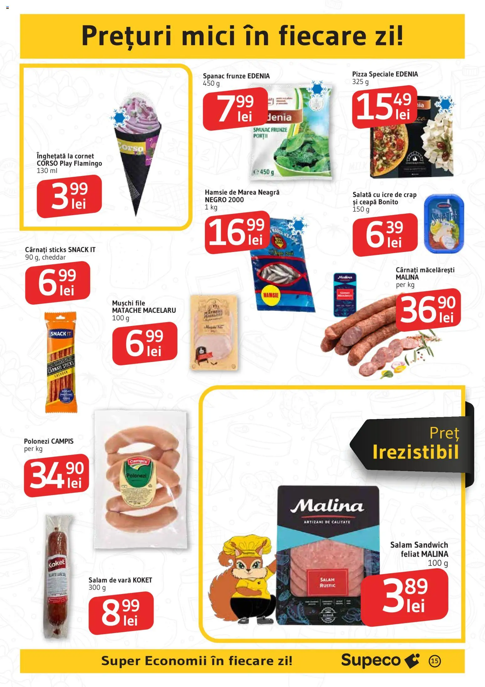 Catalog Supeco 20 August - 1 Septembrie 2026 | Pagina 15 | Produse: Carnati sticks, Mici, Înghețată, Ceapă