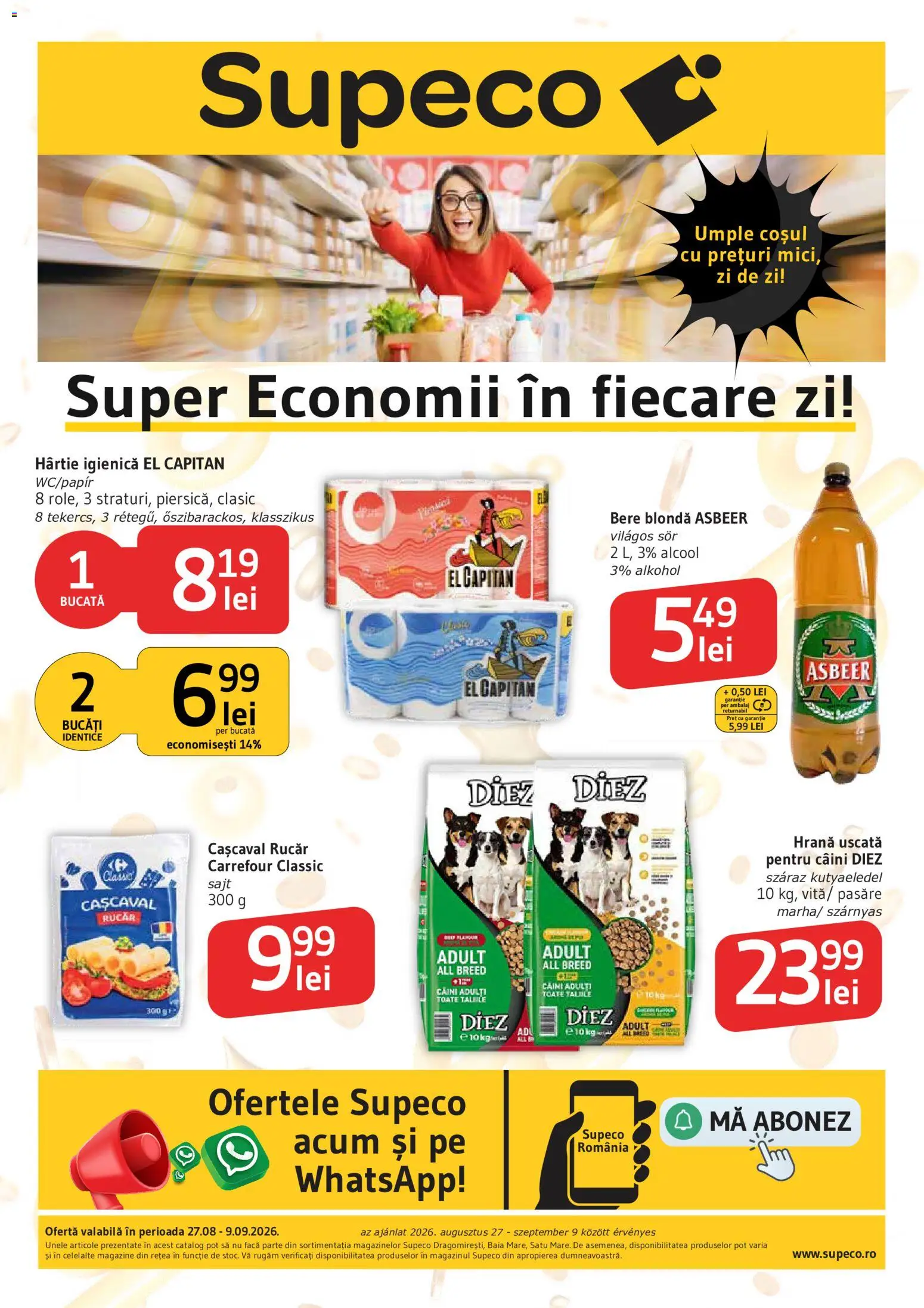 Catalog Supeco 27 August - 8 Septembrie 2026 | Pagina 1 | Produse: Carrefour Classic, Cașcaval, Bere