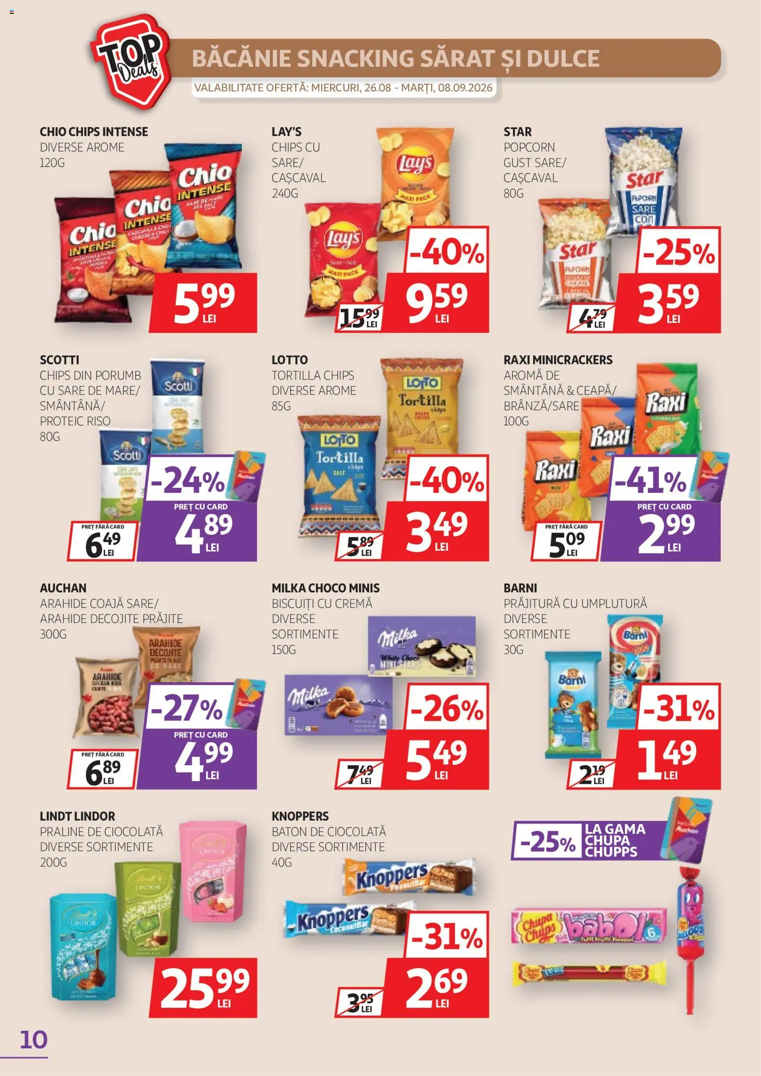 Catalog Auchan 26 August - 7 Septembrie 2026 | Pagina 10 | Produse: Lindt, Baton de ciocolata, Praline, Biscuiți
