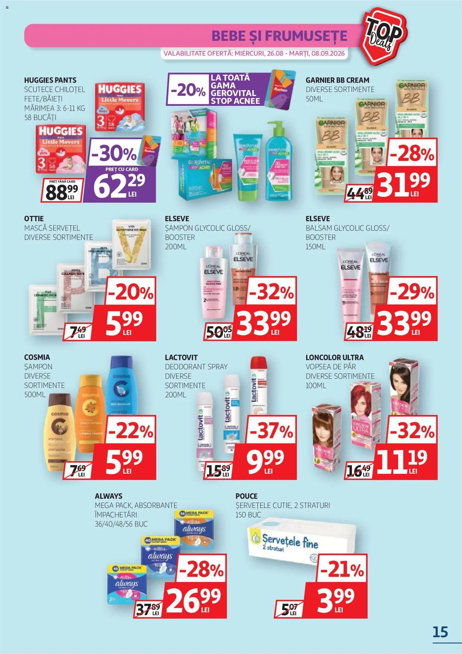 Catalog Auchan 26 August - 7 Septembrie 2026 | Pagina 15 | Produse: Bb cream, Deodorant, Absorbante, Scutece