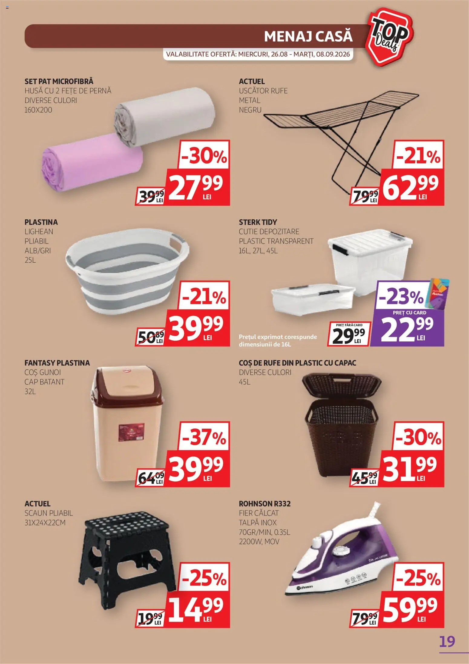 Catalog Auchan 26 August - 7 Septembrie 2026 | Pagina 19 | Produse: Coș, Uscător rufe, Cutie, Fete de perna
