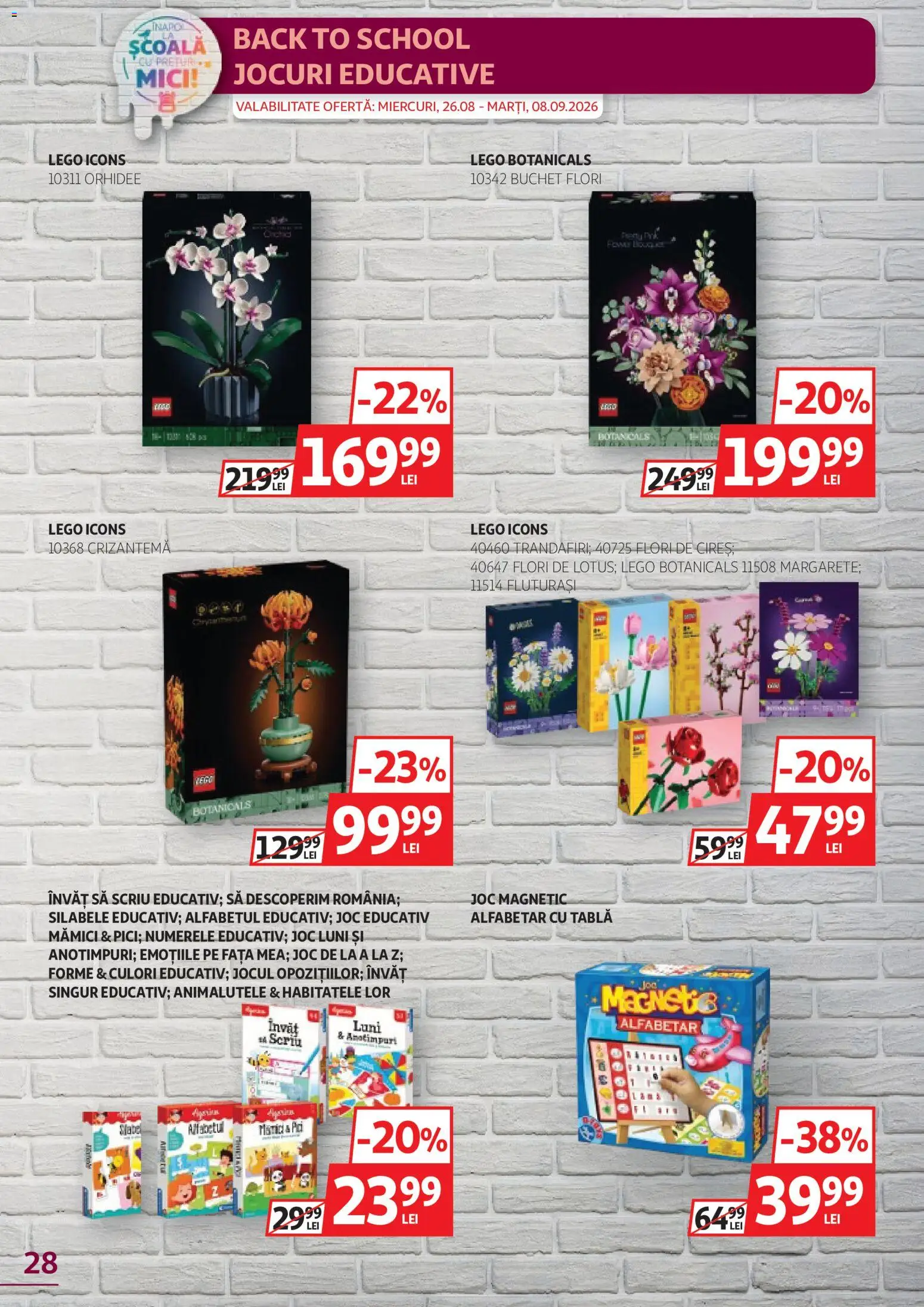 Catalog Auchan 26 August - 7 Septembrie 2026 | Pagina 28 | Produse: LEGO, Orhidee, Tablă, Mici