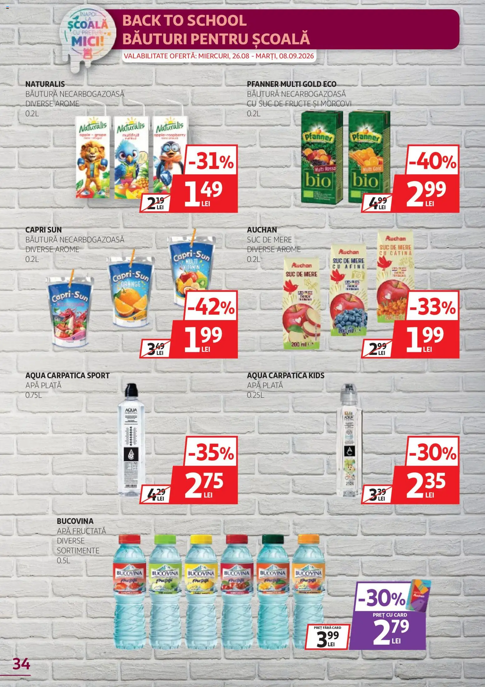 Catalog Auchan 26 August - 7 Septembrie 2026 | Pagina 34 | Produse: Aqua Carpatica, Suc, Apă, Fructe